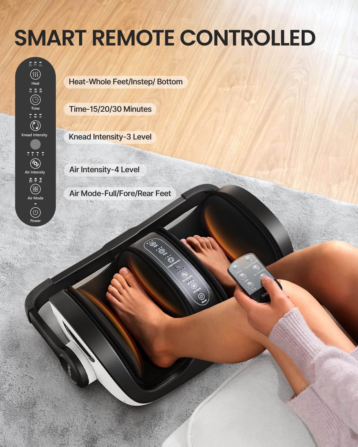 RENPHO 4-in-1 Shiatsu Foot Massager with Heat, Foot and Calf Massager, Father Day Gifts for Husband Men Dad, FSA Eligible Items Only List, Deep Kneading Massage for Plantar Fasciitis Relief, Size 14