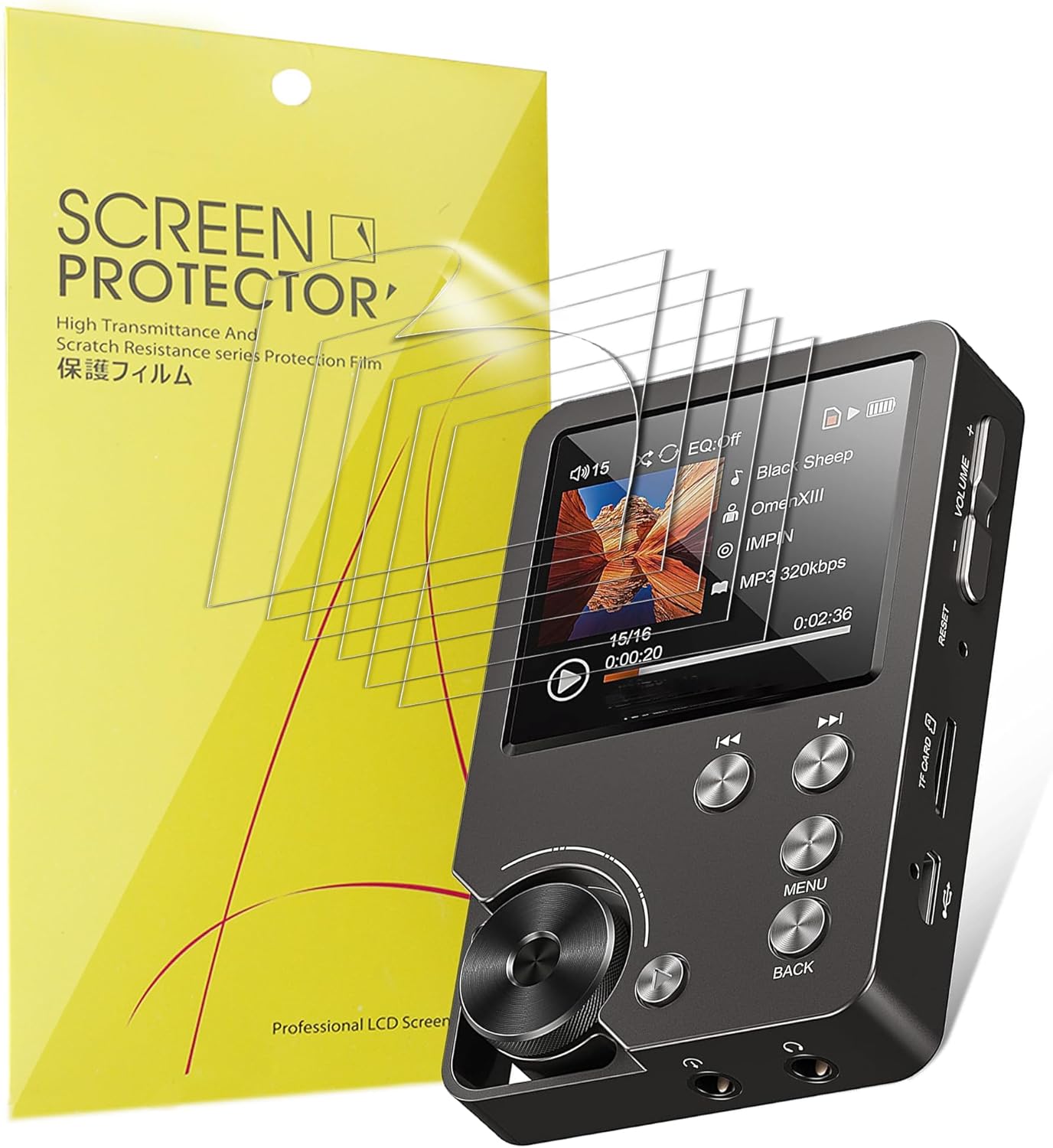 Lamshaw M30 MP3 [6 Pack] M30 2 Inches MP3 (6 Pack) Compatible for MECHEN Player Screen Protector, Full Coverage TPU
