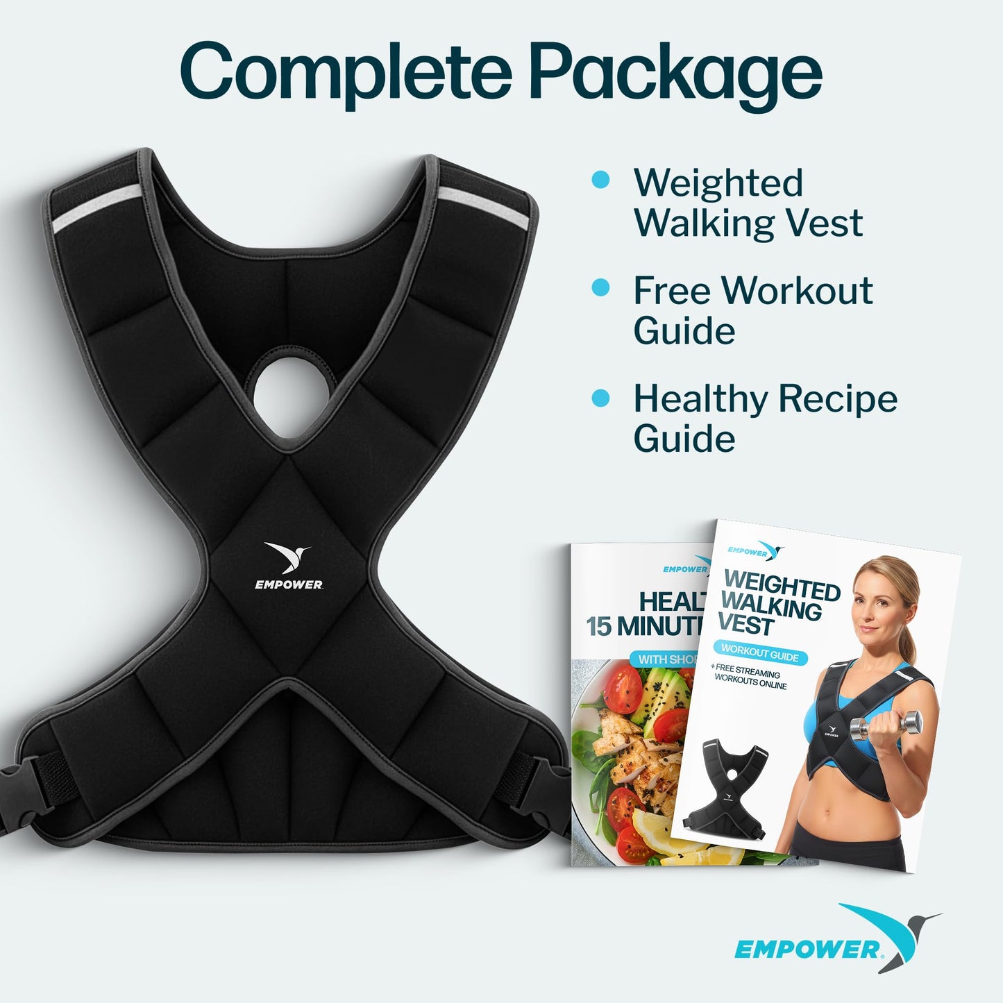 Empower Weighted Walking Vest for Women - 8lbs, Breathable Weighted Vest for Women with Reflective Strips, Home & Outdoor Training, Running Weight Loss Workout, Bone Density