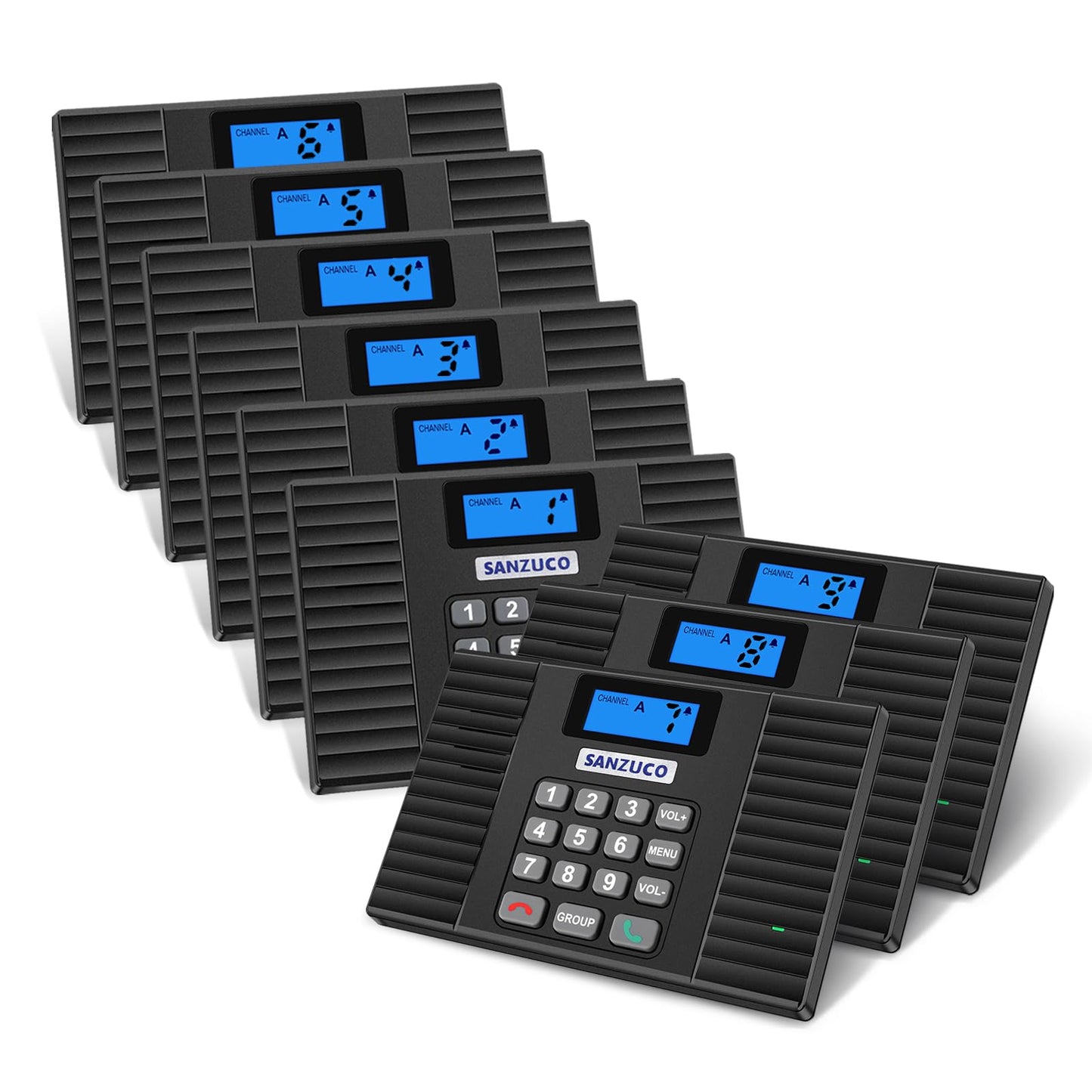 SANZUCO 60D Intercoms Wireless for Home, 18 Channel Hands-Free Intercom System for House, Full Duplex 1400ft Multi-Floor Home Intercom System for Business with Group Call, Auto Answer(9 Stations)