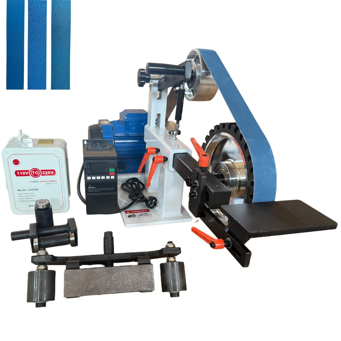 Belt Grinder Sander with VFD，2x72-inch 1500W 2HP Variable Speed Control Belt Sander with 3 Sets Grinding Tools and 3 Zirconia corundum Sanding Belts for Metalworking, Knife Making