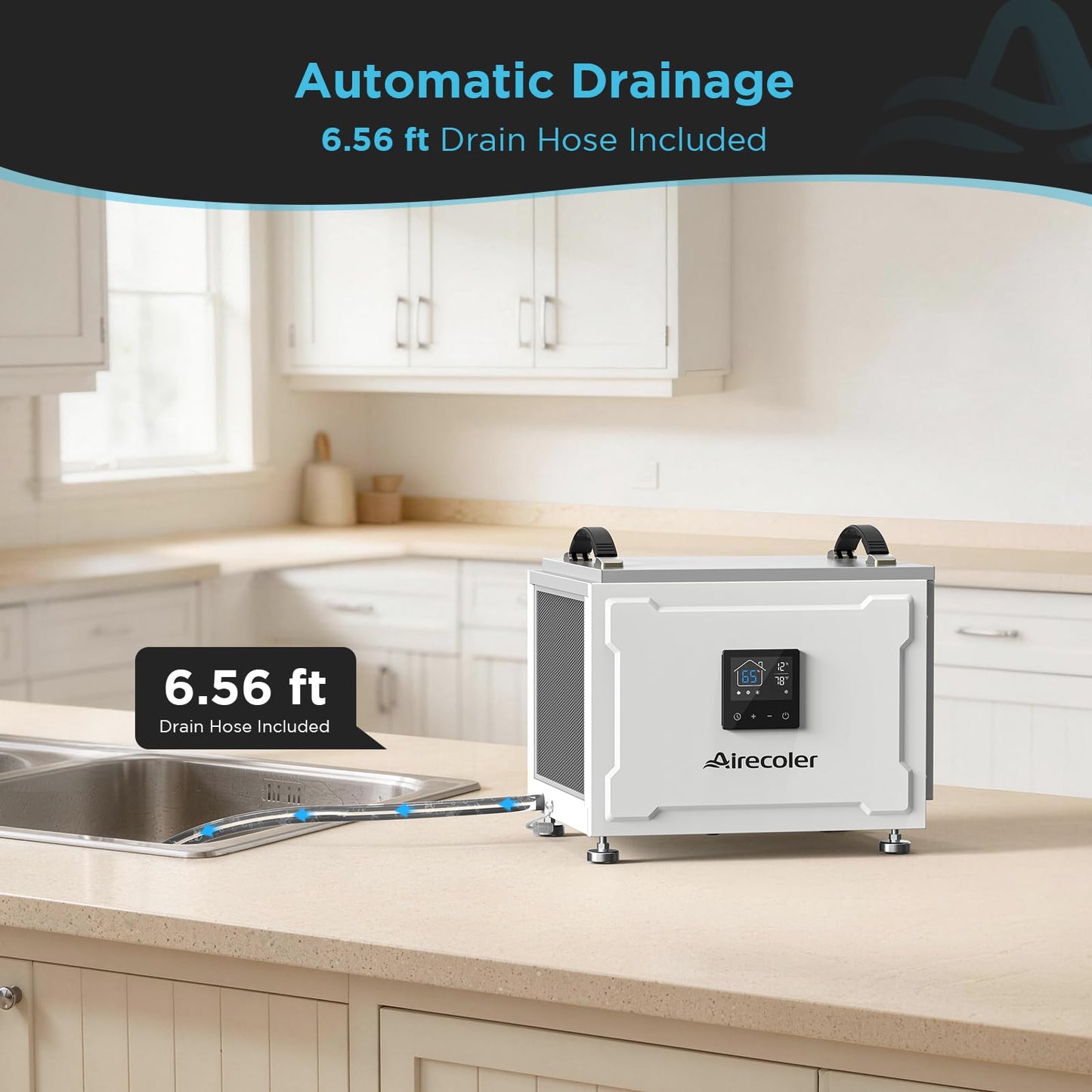Airecoler 70 Pints Energy Star Commercial Dehumidifier with Drain Hose, Compact Crawl Space Dehumidifiers for Basement and Home, Built-in Remote Control, Auto Defrost | Airecoler Stellar S10