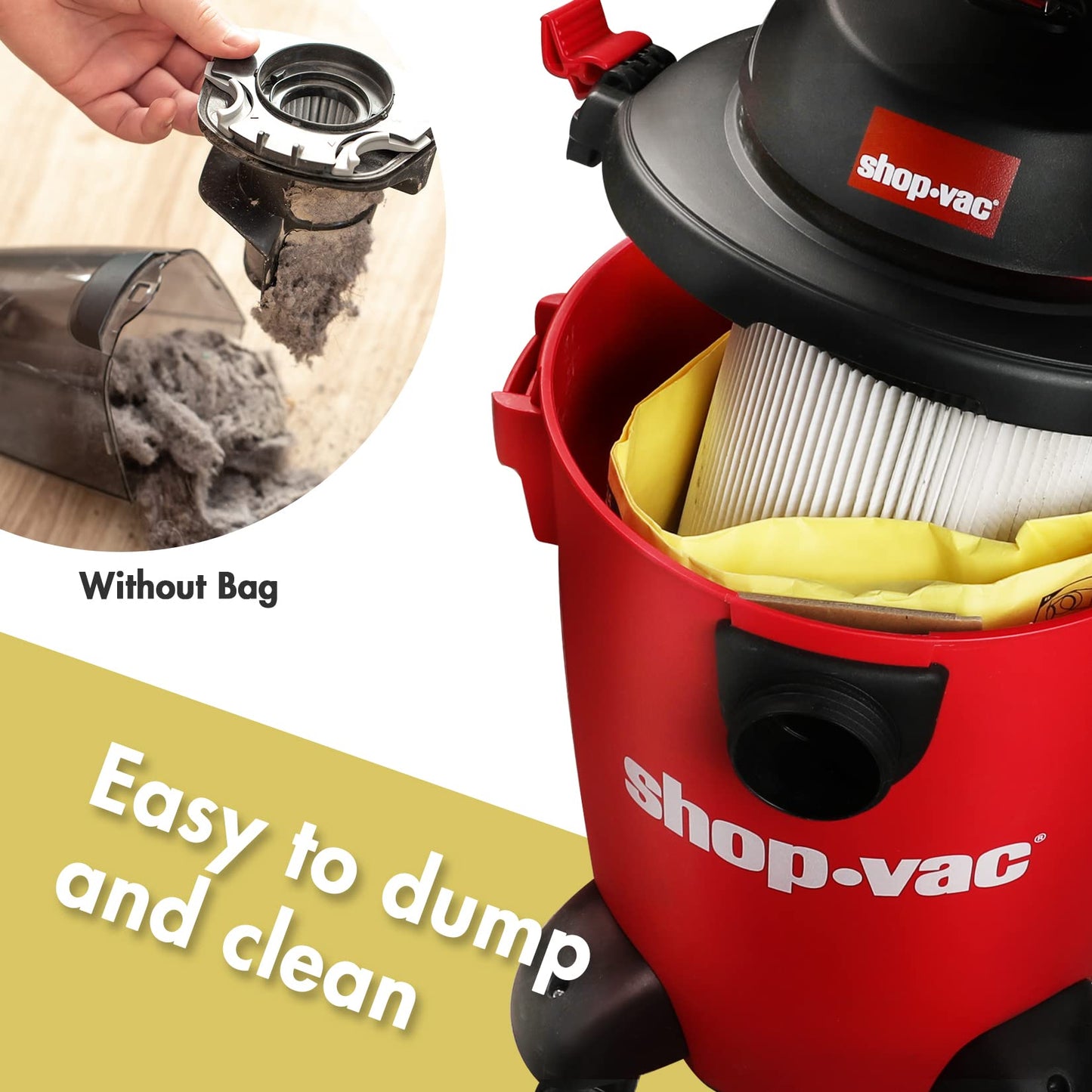 Shop-Vac 5 Gallon 4.5 Peak HP Wet/Dry Vacuum 5 Gallon Filter Bag(4 Pack)