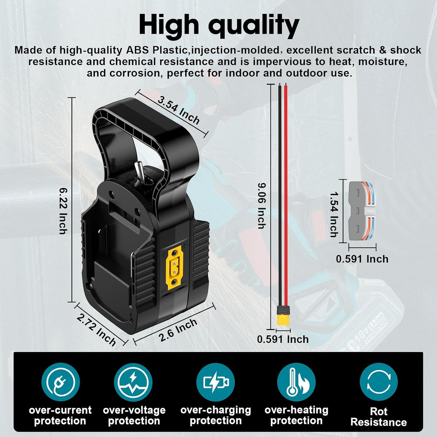 YNDZ 2 1 2Packs 18V Terminals,14AWG in Power Wheel Battery Adapter,for for Makita Battery Dual Voltage Output