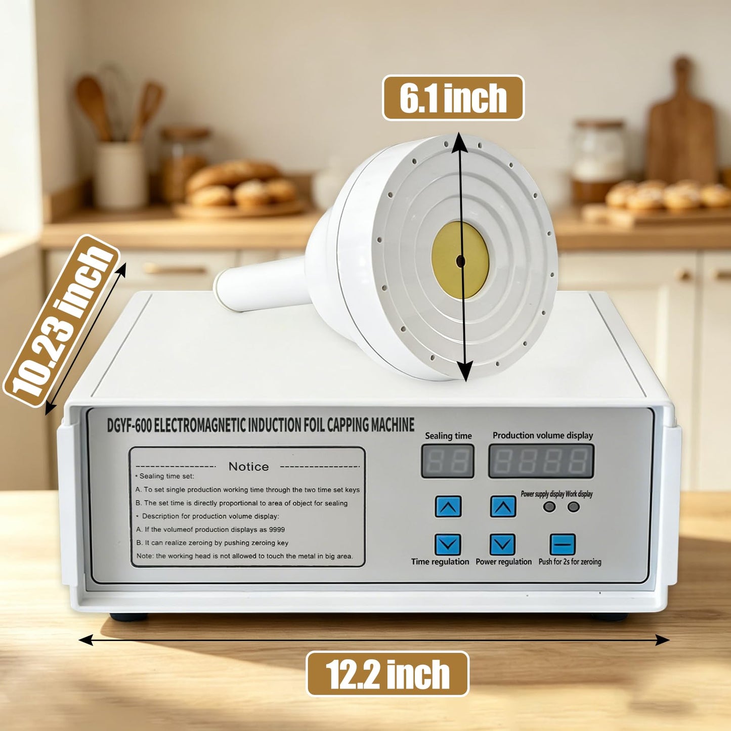 TEMUGODIE Portable Handheld Induction Sealer, 20mm-130mm, 110V, Bottle Cap Sealing Machine for Plastic/Glass Bottles, White