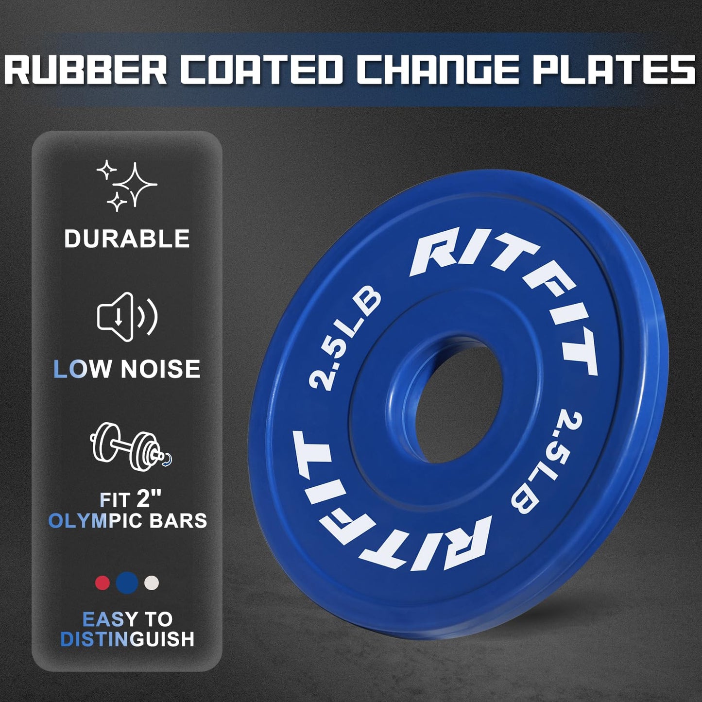 RitFit Fractional Rubber Weight Plates, Colored Bumper Plates for Starting Strength and Progressive Overload Training, Pair and Sets