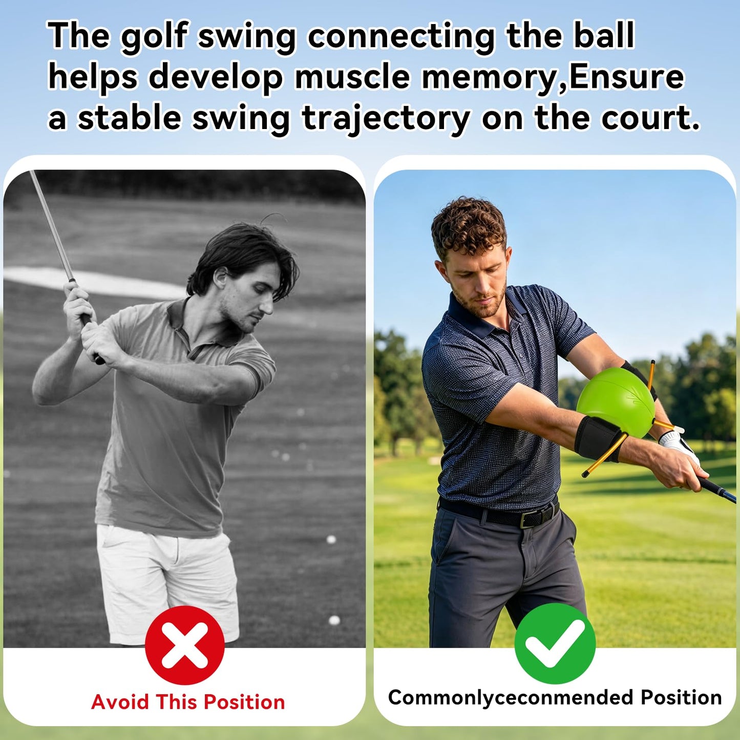 MJDYTYT The Connector Golf Training Aid,Golf Trainer Aid for Posture Correction Practice, Golf Swing Aid Helps Train Proper Swing Mechanics & Arm Structure, Gift for Beginners Men Women