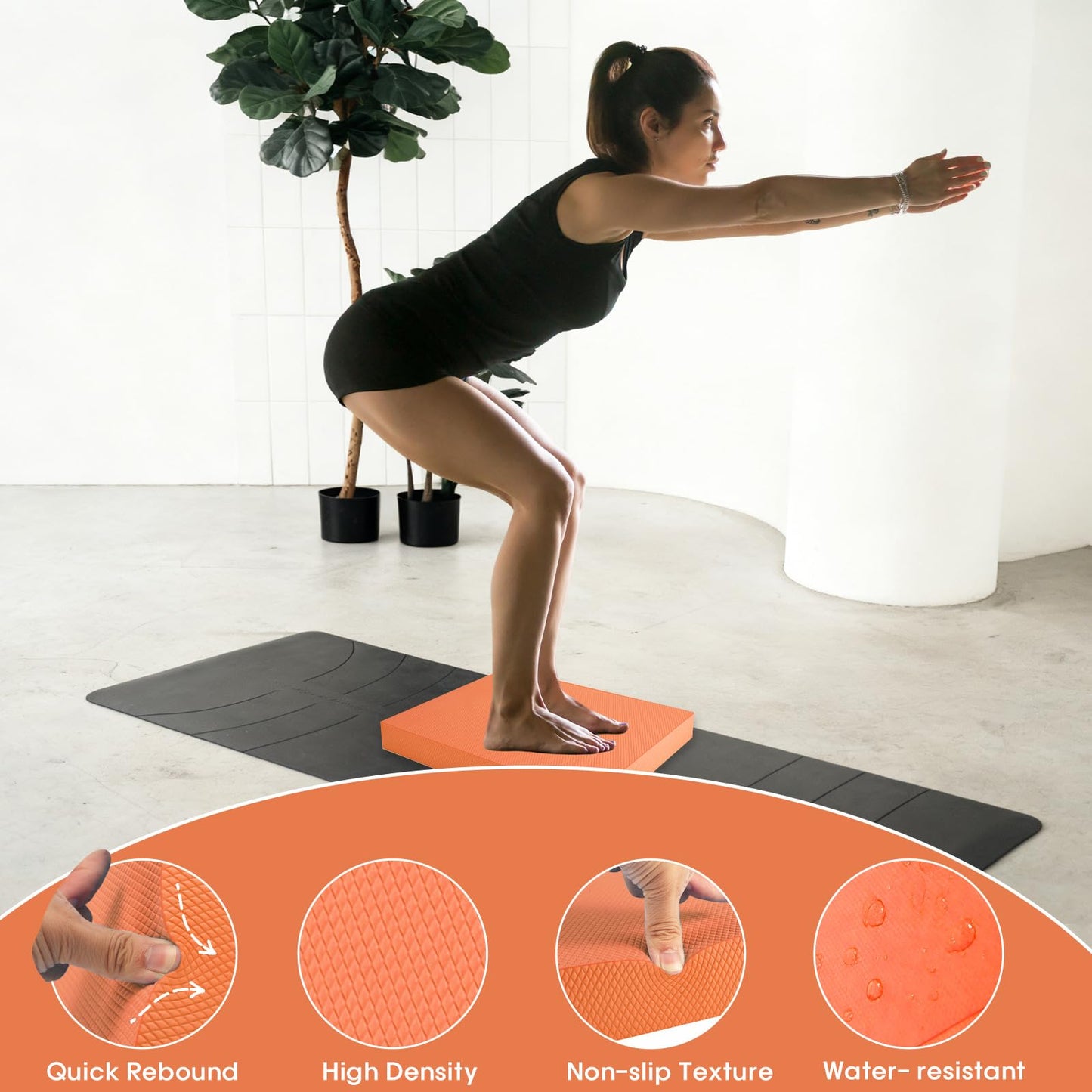 MBHKRRS Balance Pad – Stability Trainer for Balance, Stretching, Physical Therapy, Exercise, Mobility, Rehabilitation and Core Training Non-Slip Closed Cell Foam Premium Balance Pad Knee Pad (orange)