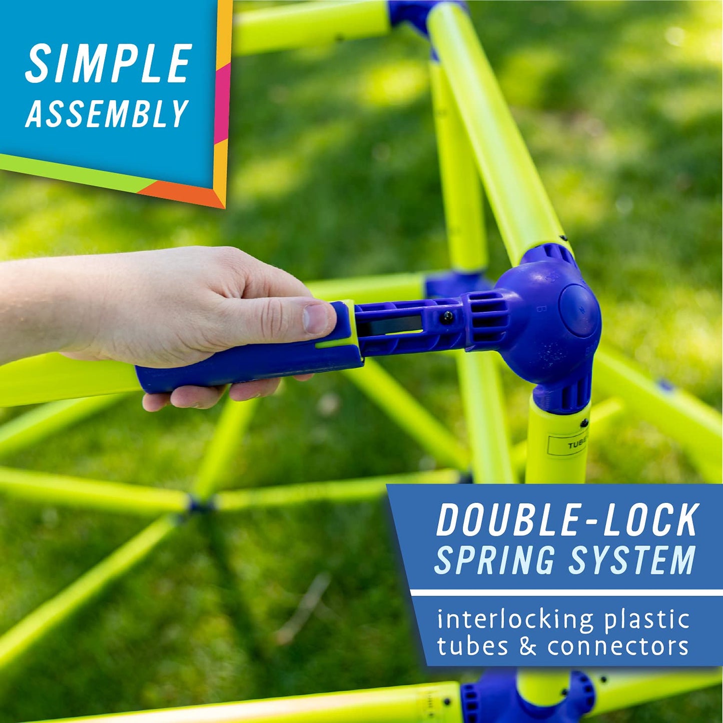 Eezy Peezy Climber with Top - Active Indoor Outdoor Play Set Climbing Dome Equipment Toys - Fun for Kids Ages 3 to 6 Years Old, Green and Blue