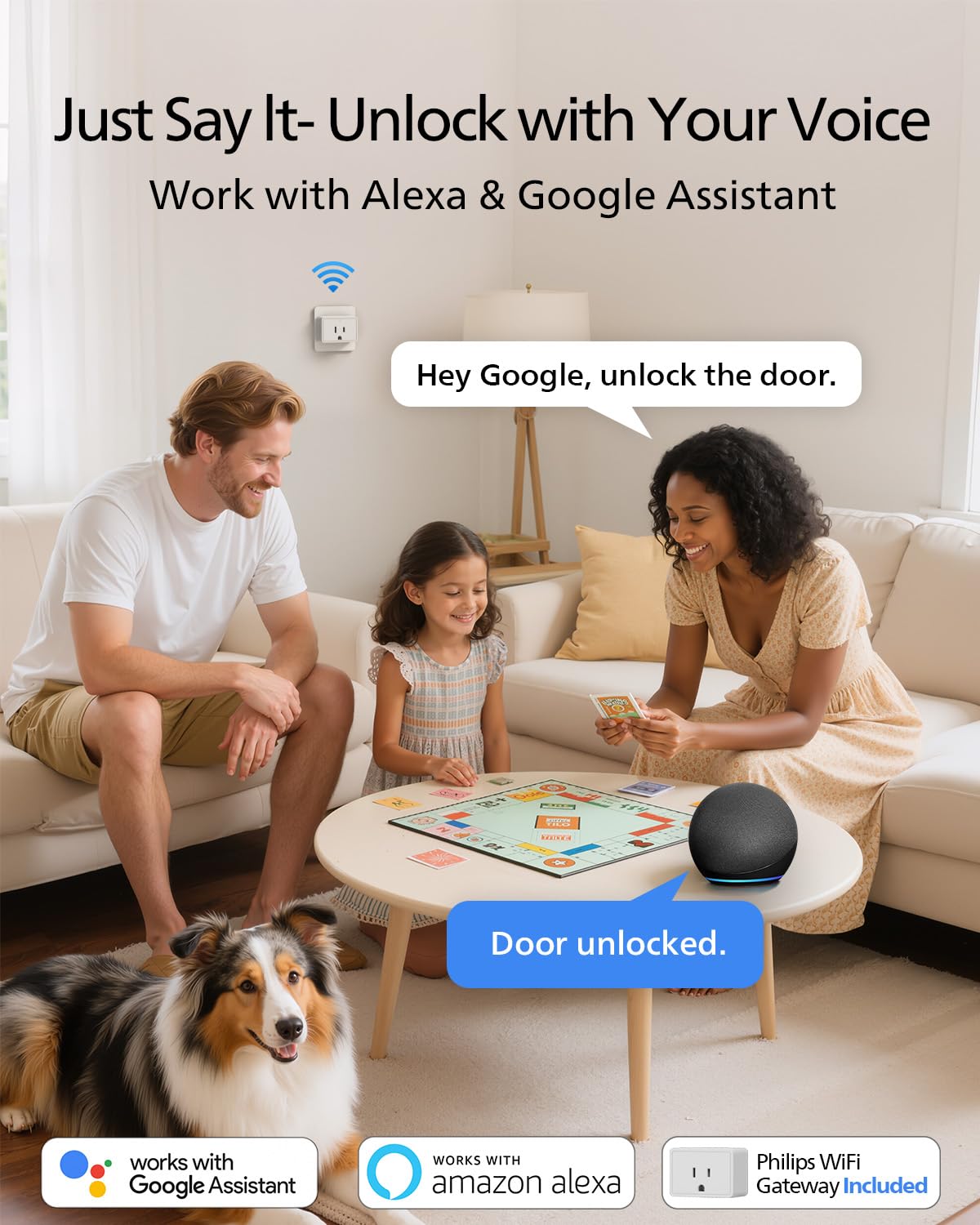 Philips WiFi Smart Lock with Handle, Fingerprint Keyless Entry Door Lock with WiFi Bridge, Smart Locks for Front Door with Handle Set, APP Remote Control, Voice Control, Auto-Lock, Matte Black