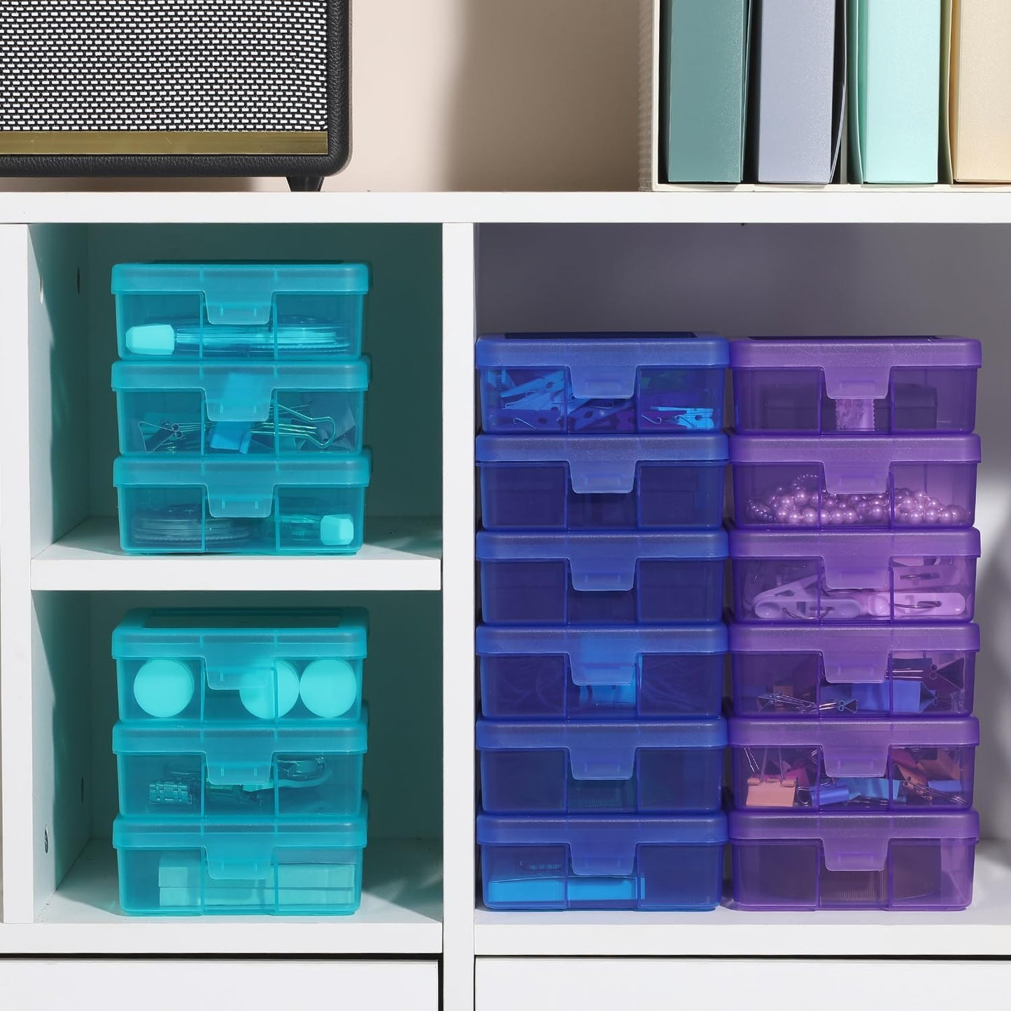 Novelinks 18-Pack Small Plastic Storage Containers - Clear Stackable Organizers with Lids for Arts & Crafts