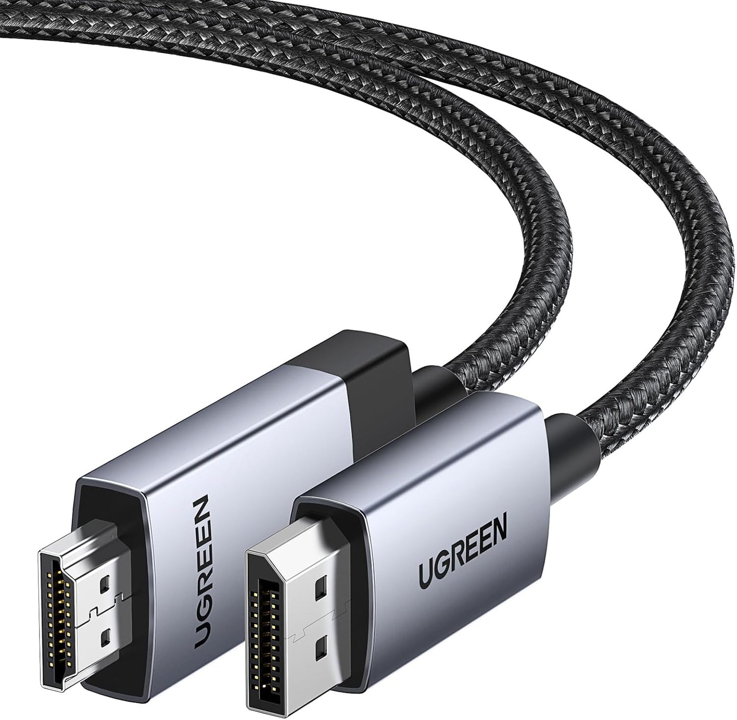 4K@60Hz 1.2 2.0 6.6FT UGREEN DisplayPort to HDMI Cable HDR Active DP to HDMI Cord Aluminum Braided Uni-Directional