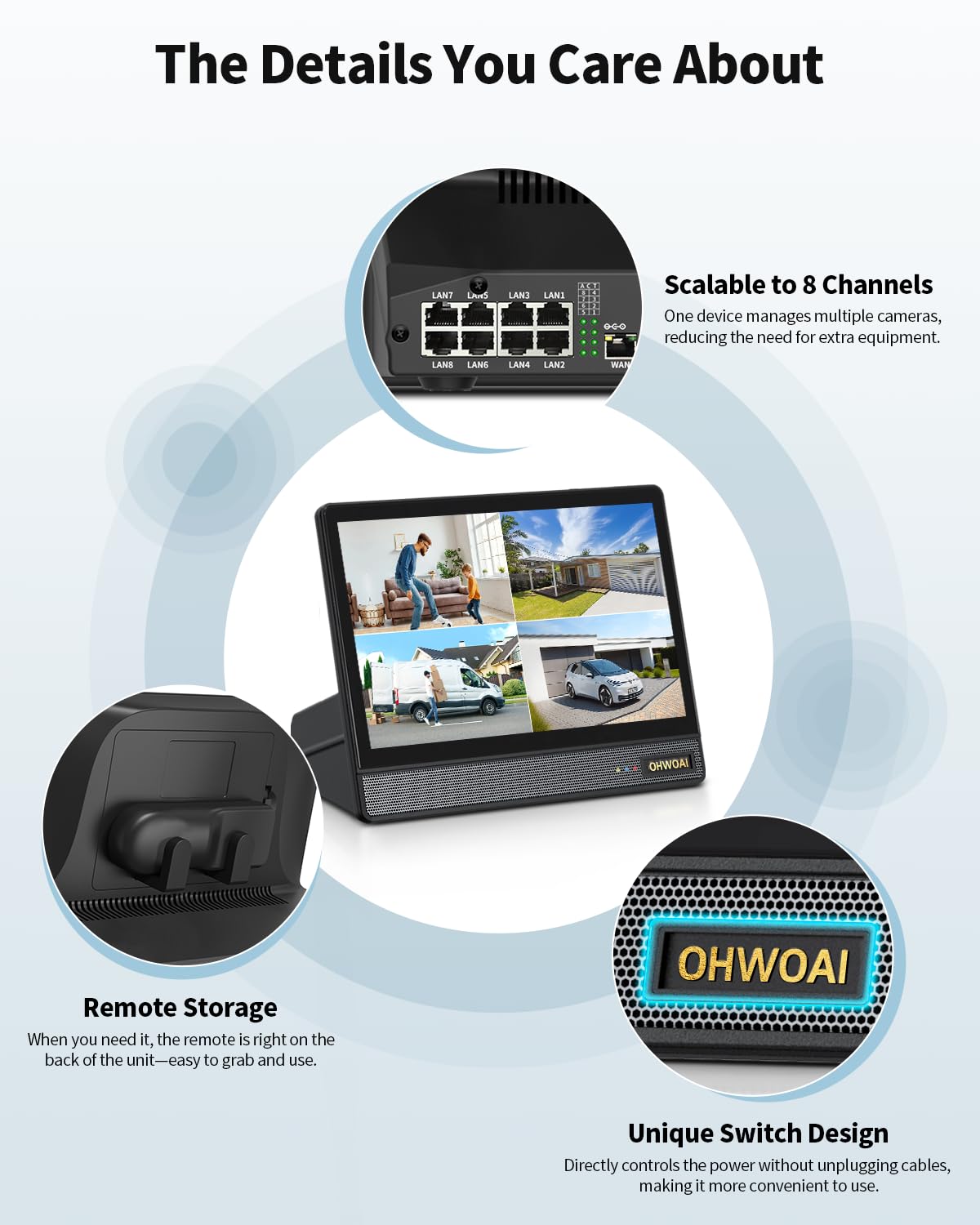 《4K Ultra HD & All-in-One Monitor》Wired Outdoor Security Camera System, POE Cameras for Home Security, NVR Video Surveillance Systems with Motion Detection