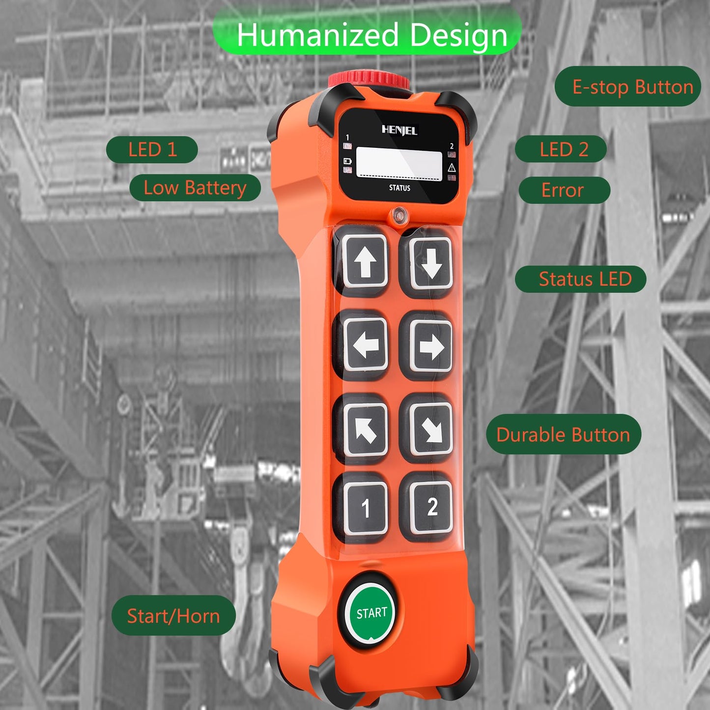 Dual 2 Speed Crane Wireless Remote Control Industrial for Hoist Overhead Bridge Crane Radio Gantry Crane Controller 8 Channel Button Transmitter and Receiver 110V 220V 380V