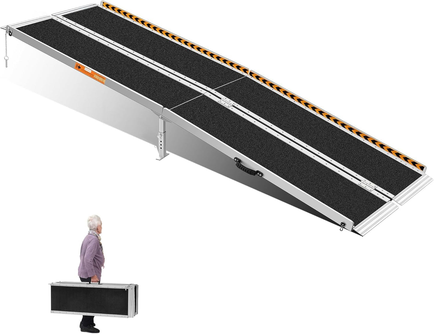 KOLOTOOL Portable Wheelchair Ramp 8FT with Support Legs, Anti-Slip Aluminum Wheelchair Ramps for Home Steps, Threshold & Doorways, Durable Handicap Ramp for Wheelchairs & Scooters 96" L x 29.2" W