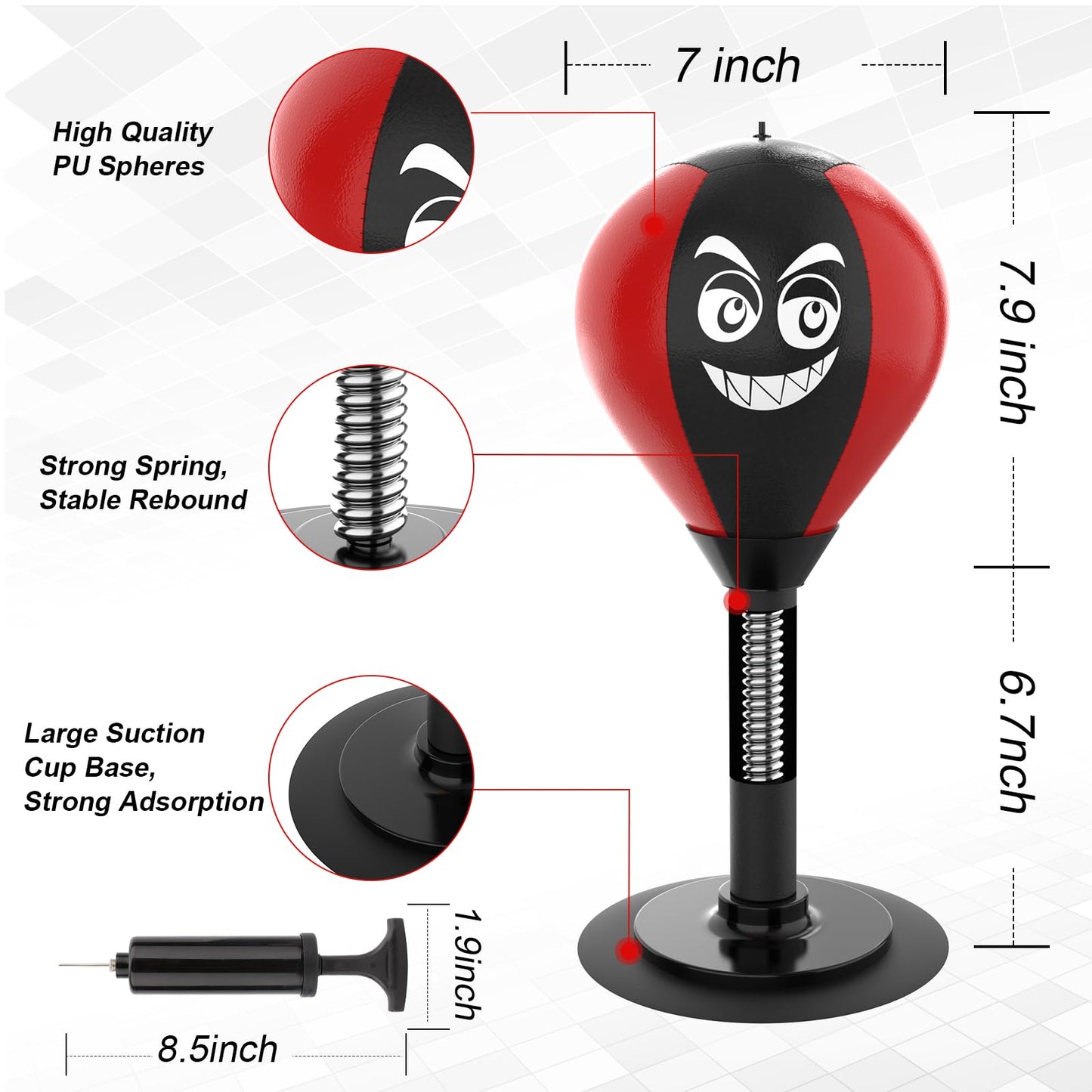 Desktop Punching Bag with Suction Cup - Stress Relief Toy for Office Desk, Heavy Duty Boxing Ball for Adults and Kids, Fun Gift for Coworkers & Friends