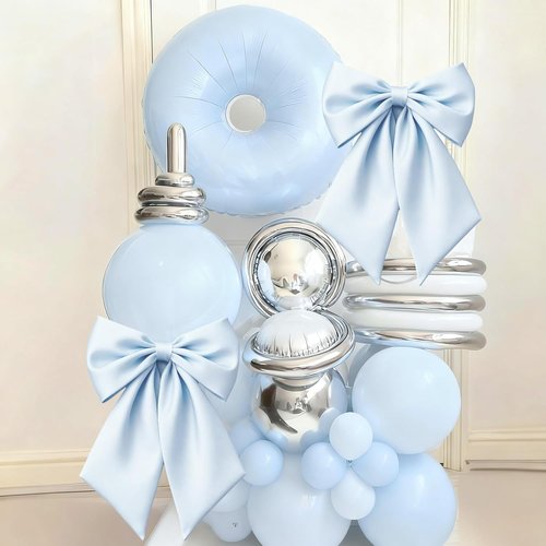 Blue Bow Decor - Crib Skirt with Large 22x11 Inch Bows | Perfect for Christmas, Baby Showers & Weddings