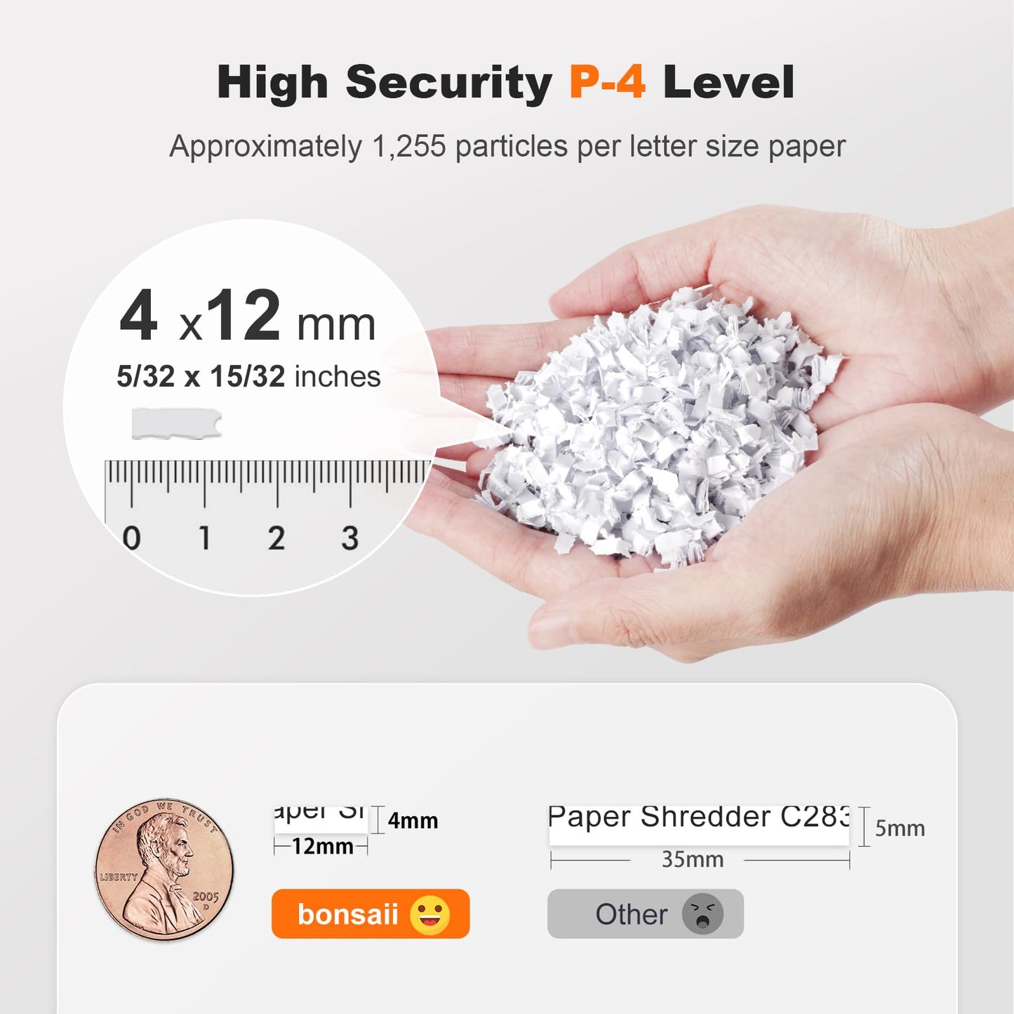 Bonsaii Paper Shredder Heavy Duty, 200-Sheet Auto Feed Micro-Cut 60 Minutes Nonstop P-4 High Security Shredders, 8.1 Gallon Large Bin Document Shredder for Office, Commercial Grade Shredder (C283-A)