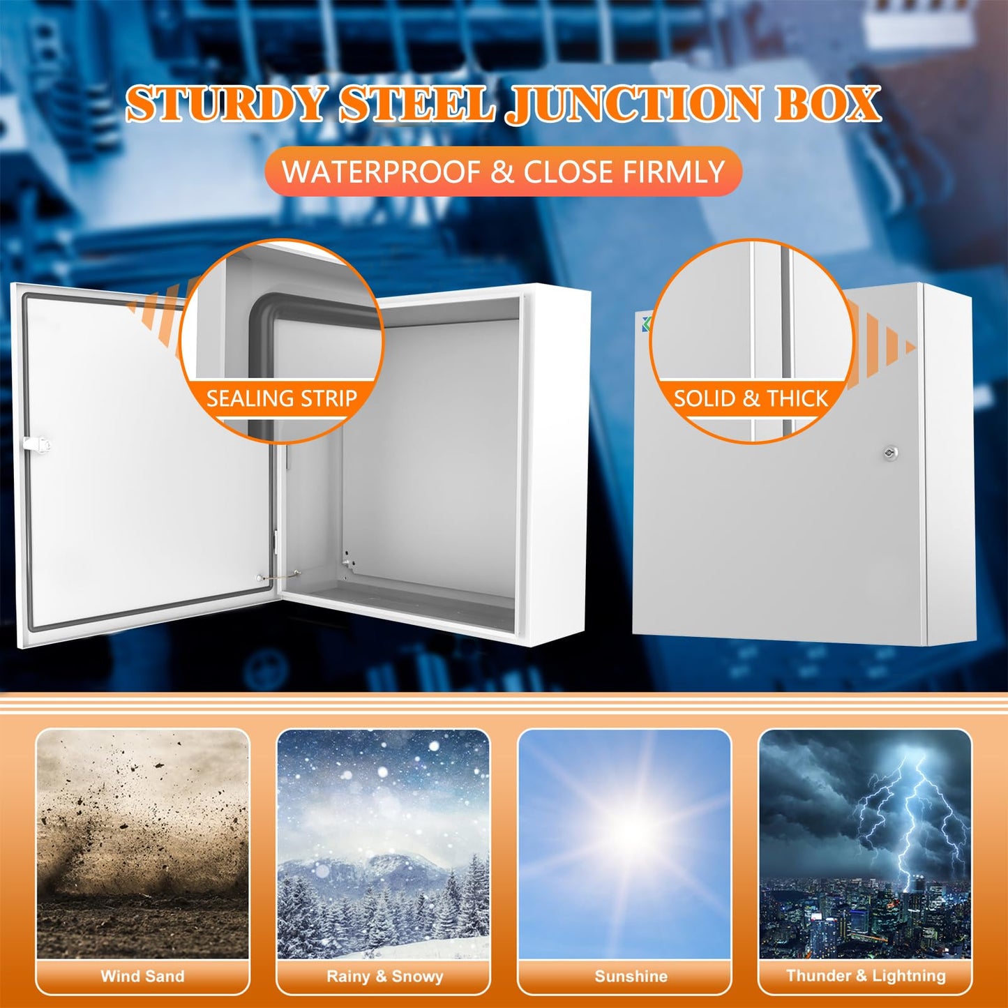 Kinchoix Outdoor Electrical Box 24 x 24 x 8'' Nema 4X Enclosure Waterproof Junction Box Electrical Enclosure Lockable Weatherproof Enclosure Box