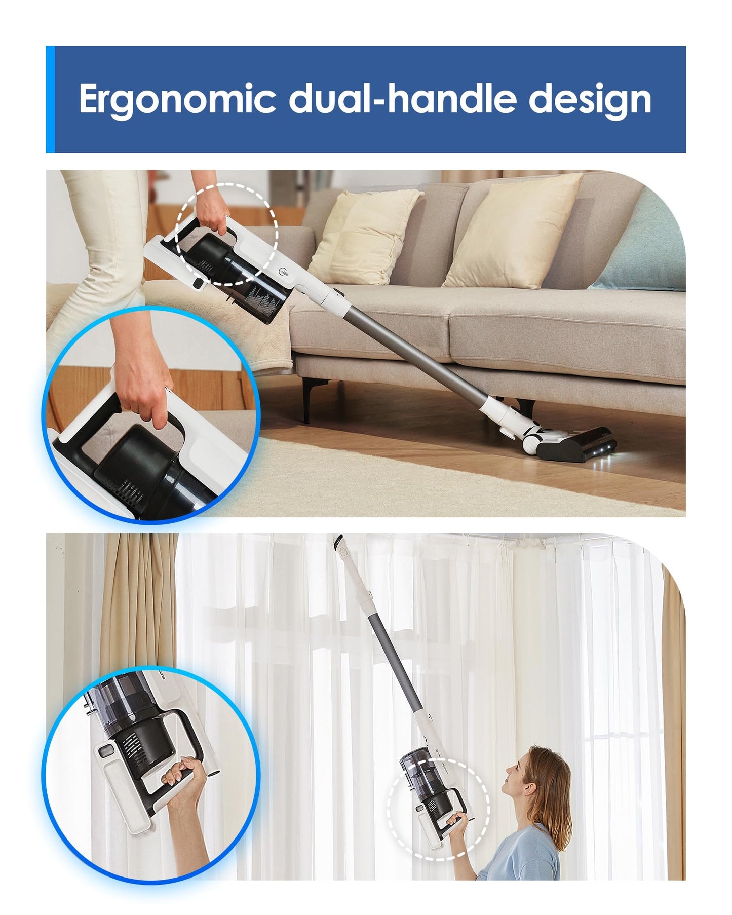 Tineco A30S Cordless Vacuum Cleaner, 160W Suction, 60Min Runtime, 1L Larger Dustbin, ZeroTangle Brush, PureCyclone Tech, Stick Vacuum Cleaner for Pet Hair, Carpet & Hard Floor