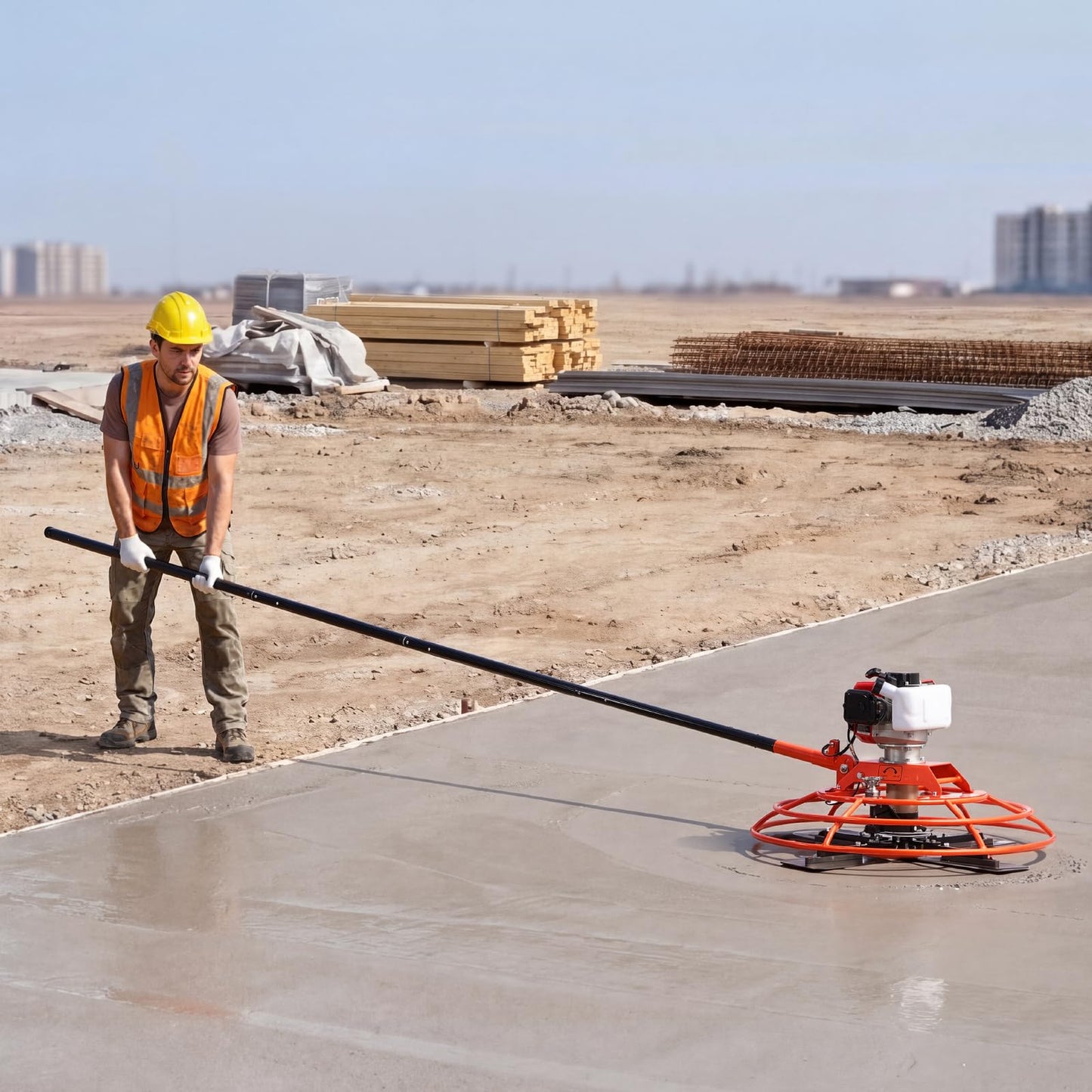 VEVOR Power Trowel, 28.3 inch Trowel Diameter Concrete Finishing Machine, 4 Blades, Adjustable 0-12° Pitch, Gas-Powered Walk-Behind Cement Surface Finisher for Smooth Floors, Bridge Construction