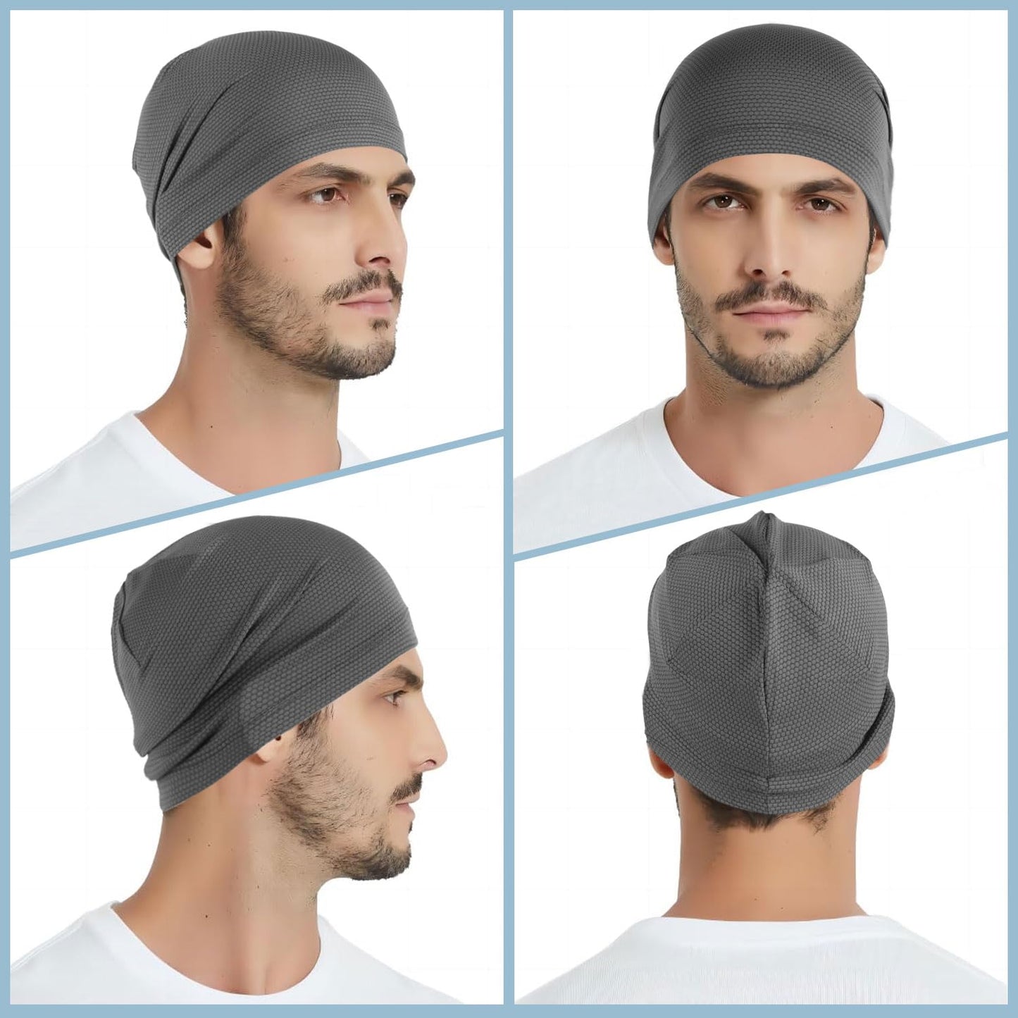 Justrideon 3-Pack Cooling Skull Caps for Men Women - Breathable Quick Dry Skull Cap Helmet Liner for Cycling Motorcycle Running Street Basketball Gym Jobsite