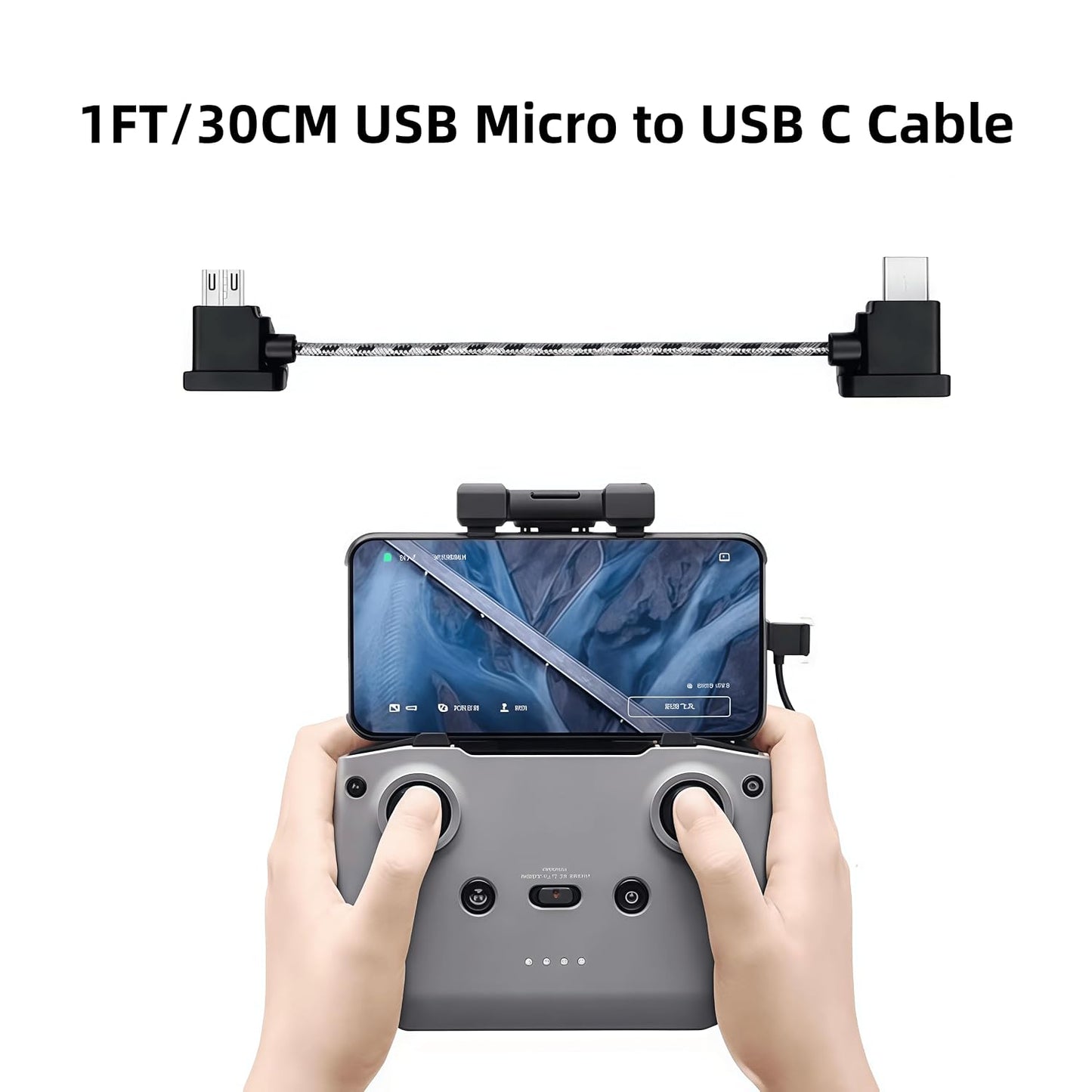 1FT/30CM 17/16/15, Mini/SE/2 USB Micro to USB C Remote Controller Cable Accessories for iPhone Link for DJI/Mavic