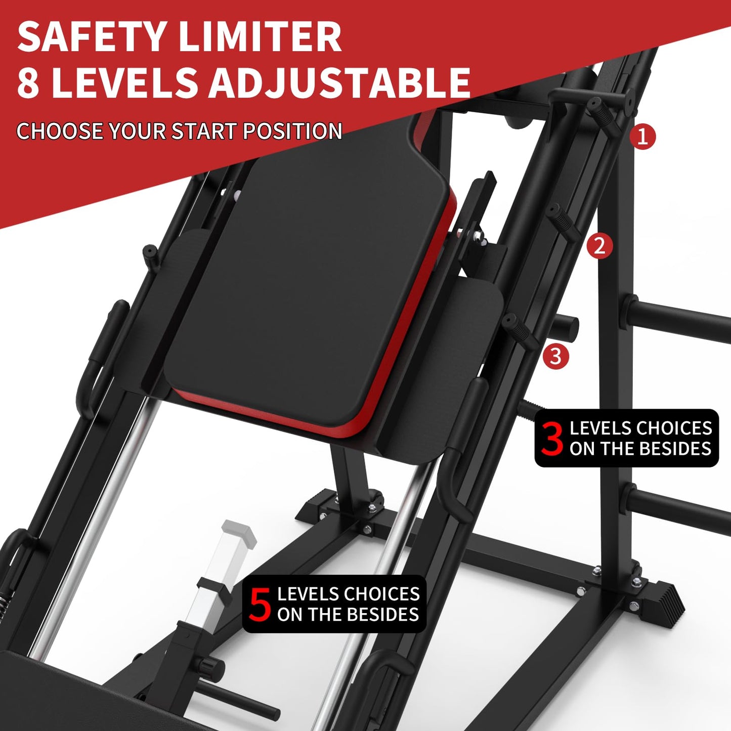 Leg Press Hack Squat Machine Combo, Professional Adjustable Leg Exercise Machine with Linear Bearing, Hack Squat Leg Press Machine with Weight Storage Posts for Full Lower Body Workout, 1500LBS
