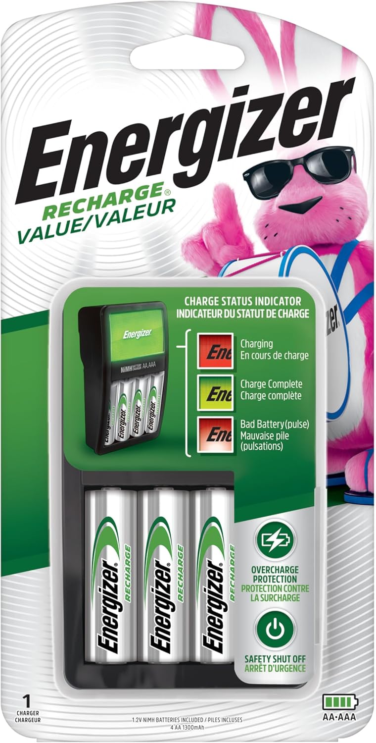 Energizer Recharge Value Charger for NiMH Rechargeable AA and AAA Batteries