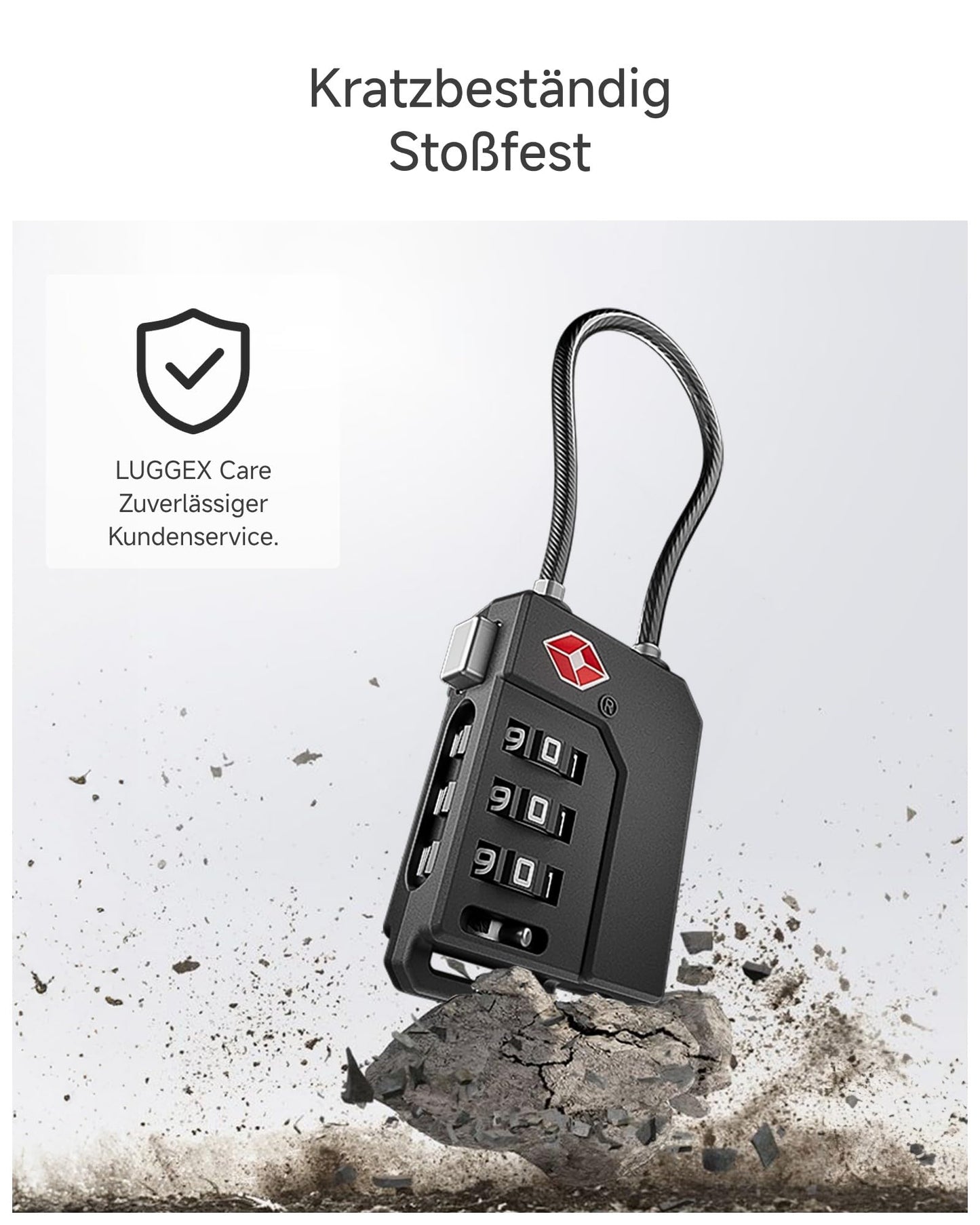 LUGGEX TSA Locks for Luggage, Suitcase Locks TSA Approved, Luggage Locks, Gift Box, Ease of Use & Durable(Black,2 Pack)