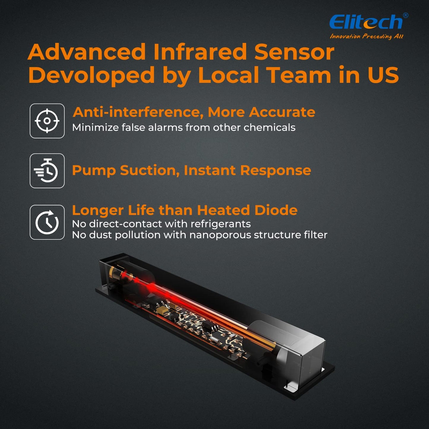 Elitech HVAC Refrigerant Leak Detector 10 Yrs Infrared Sensor Life, Halogen Freon Sniffer, Air Conditioning Detection, Automotive Gas Finder, ILD-200