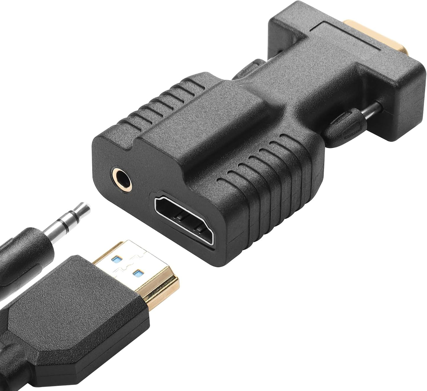 CERRXIAN 3.5mm 1080P@60Hz HDMI to VGA Adapter with Audio Jack Cable,Gold Plated HDMI to VGA Digital Video Converter