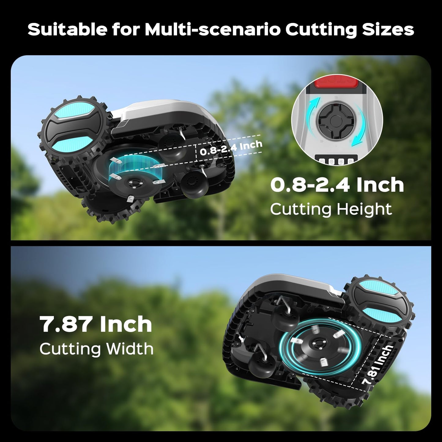 2026 New Robot Lawn Mower with App Control – Features Adjustable Cutting Height, Auto-Charging, Obstacle Detection and Brushless Motor for Lawns Up to 1/8 Acre, Gray
