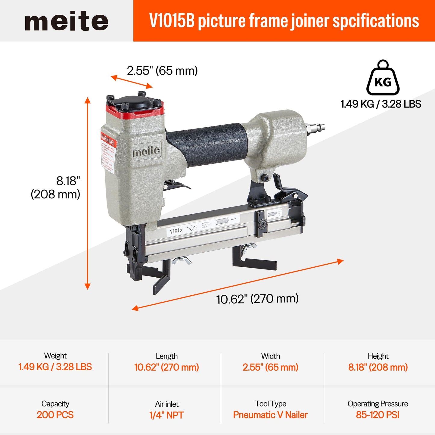 meite V-Nailer Series V1015B Picture Frame Joiner or Picture Frame Nailer (Size 9/32-Inch to 19/32-Inch)