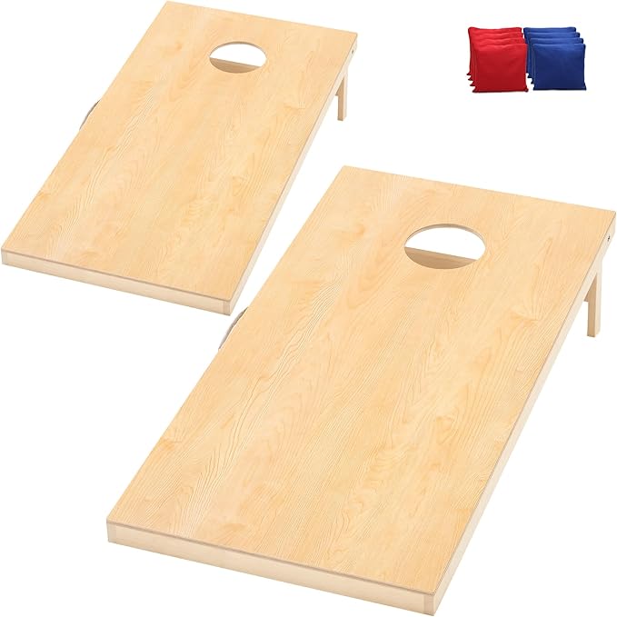 Cornhole Set 4'x2' Cornhole Board Sets with Bags Regulation Size, Corn Hole Games for Adults Outdoor Bean Bag Toss Game, Solid Wood