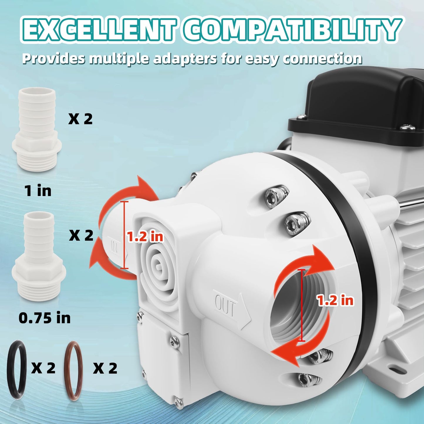 110-120V DEF Transfer Pump, Self-Priming Electric Diaphragm Drum Pump for Diesel Exhaust Fluid, Urea, Oil & Water, 10.6 GPM High Flow, 400W Motor, 36 ft Lift, US Plug