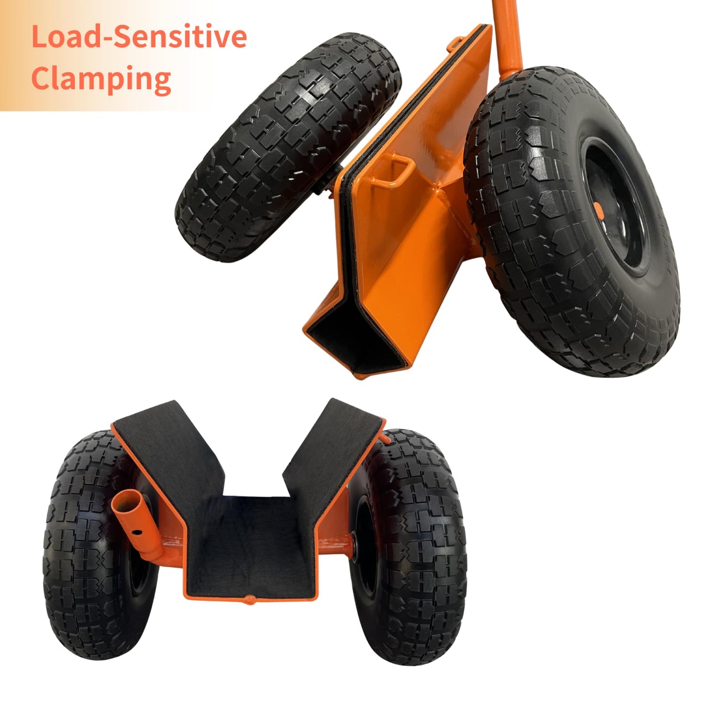 Heavy Duty Panel Dolly, All-Terrain Slab Dolly with 1000 LB Weight Capacity,10-inch Wheels (Orange Solid Tires)-Patent Pending