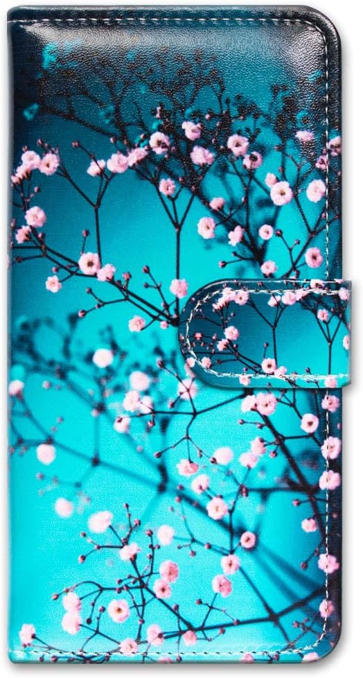 Bcov 13, 13 Case for iPhone Plum Blossom Flower Leather Flip Phone Case Wallet Cover with Card Slot Holder Kickstand