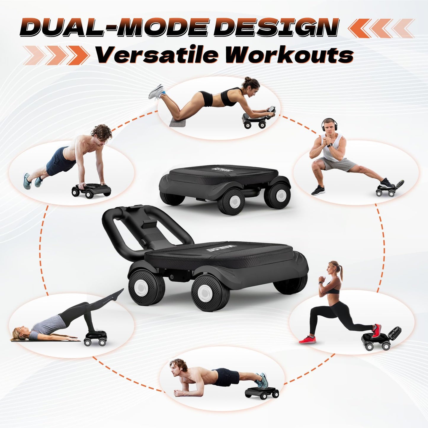 EAST MOUNT Ab Roller Wheel - Ab Roller with Elbow Support for Core Workout Belly Fat Automatic Rebound Abdominal Wheel for Women Men Home Gym Equipment (Black)