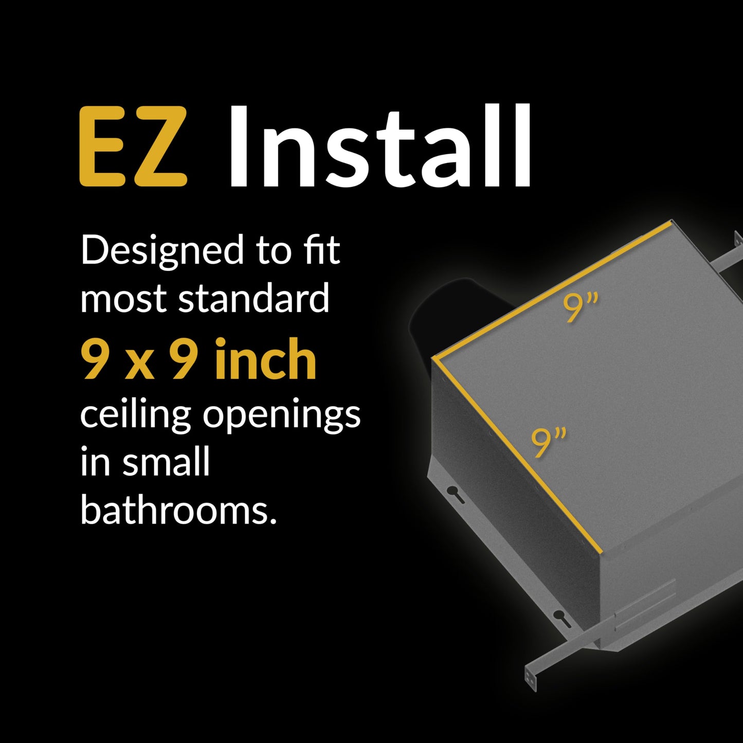 KAZE APPLIANCE SNP100HL9 | 100 CFM | 0.8 Sone | Energy Star Certified | Humidity Sensing | Dimmable 4000K LED | No Attic Access Required | Quiet Bathroom Ventilation Exhaust Extractor Fan