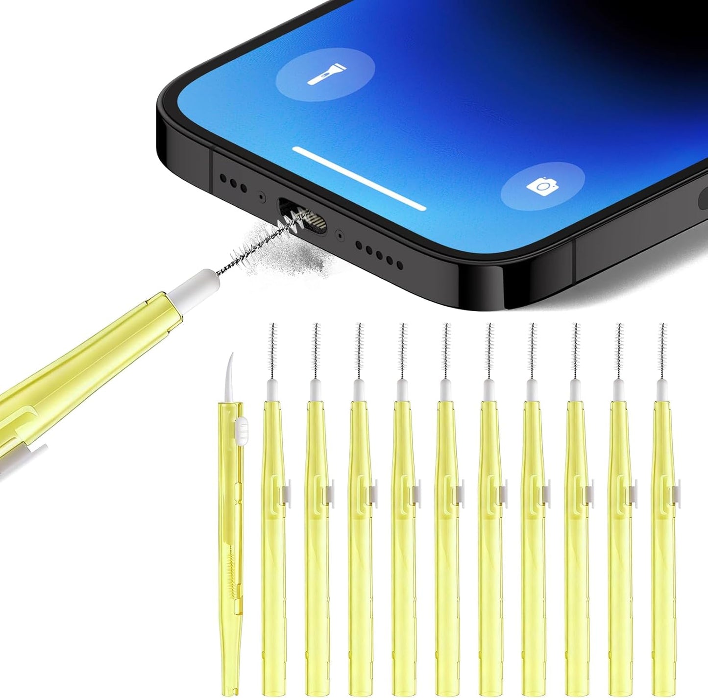 Volisau 10 Pcs Cell Phone Cleaning Kit,Charging Port Cleaner,Dual Sided Anti Clogging Nylon Brushes,Suitable for Clean