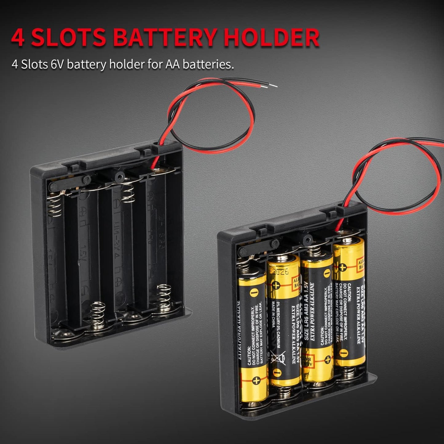 DAIERTEK 4 6V 4 1.5V -3pcs AA Battery Holder with Switch Battery Case Holder with Cover Slots AA Battery Storage Box