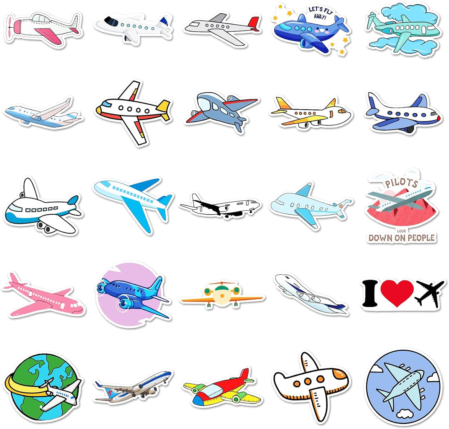 100 Set Pcs Airplane Stickers for Adults Teens, Airplane Party Supplies, Aircraft Waterproof Viny Stickers and Decals