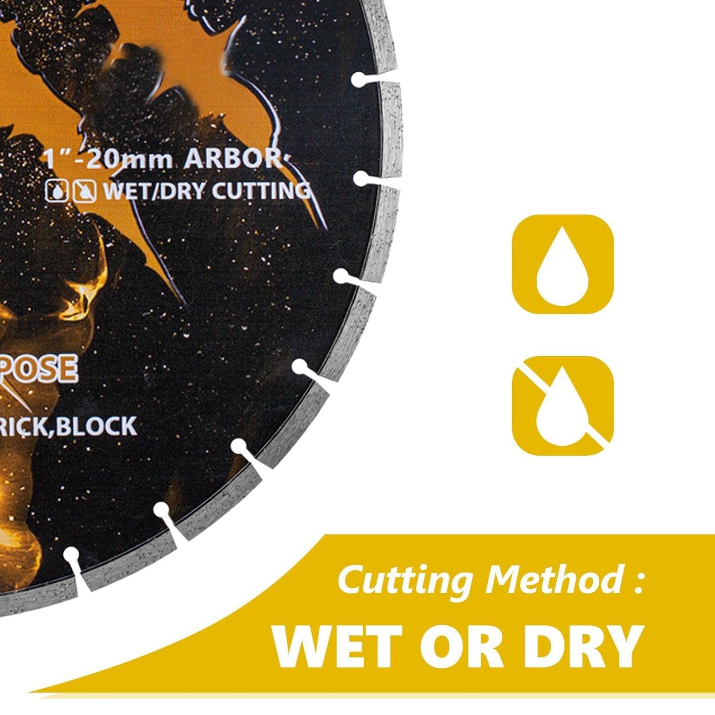 RHAPSODY 10 Inch Diamond Saw Blade 2Pcs, Segmented General Purpose Blade Dry/Wet Cutting Concrete, Masonry, Brick, Block, Paver 7/8"-5/8" Arbor