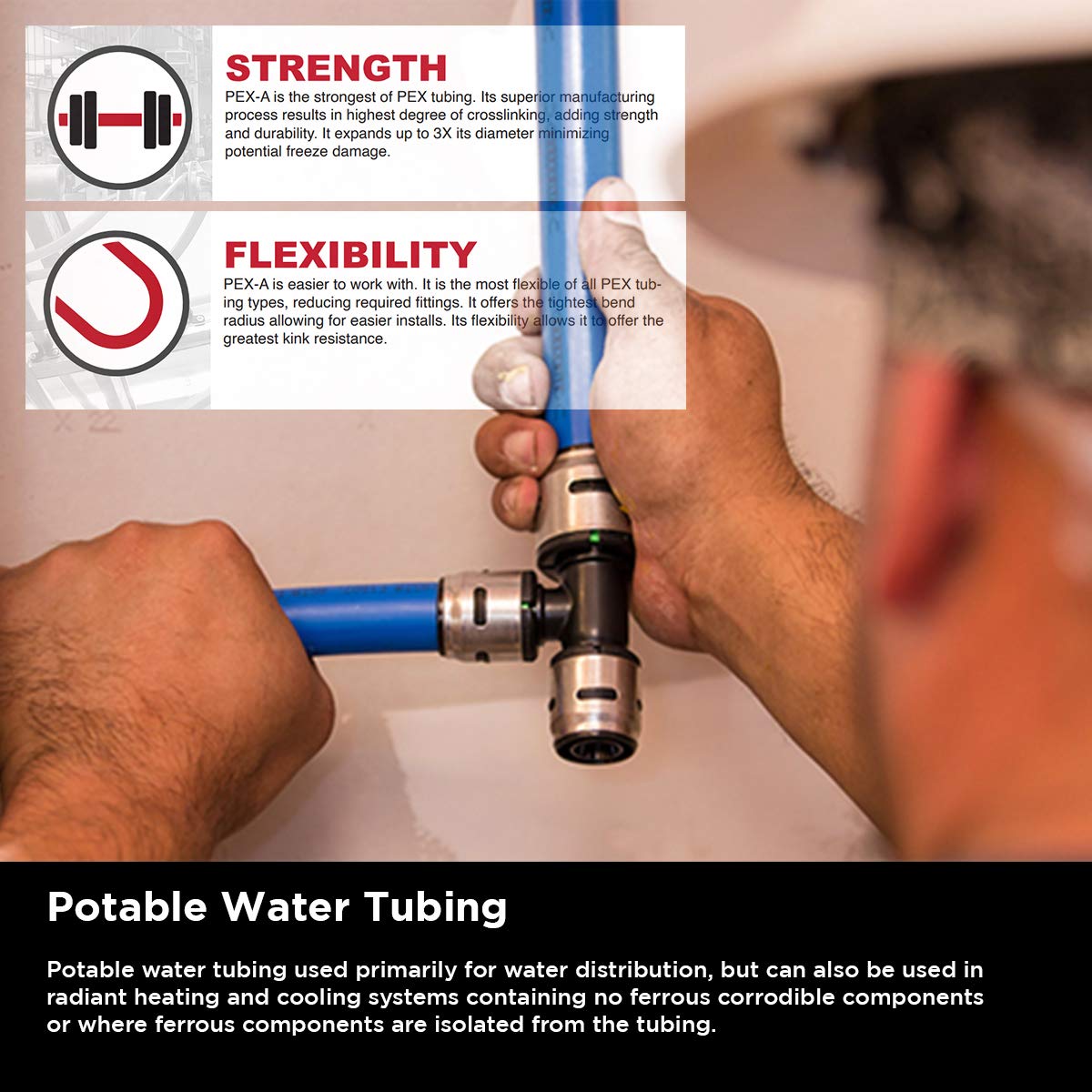 Pex-A 1" x 300 Ft Tubing Coil, Non-Barrier Pex Pipe for Potable Water, Flexible Water Tubing, Blue