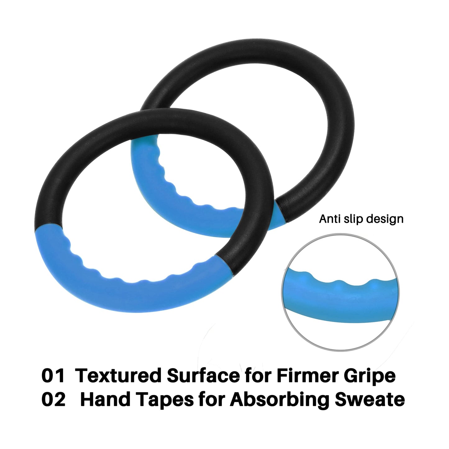 Teamaze Gymnastic Rings with 15 FT Adjustable Straps Non-Slip Gymnastics Rings Pull Up Workout Rings for Home Gym Exercise, Training (Blue)