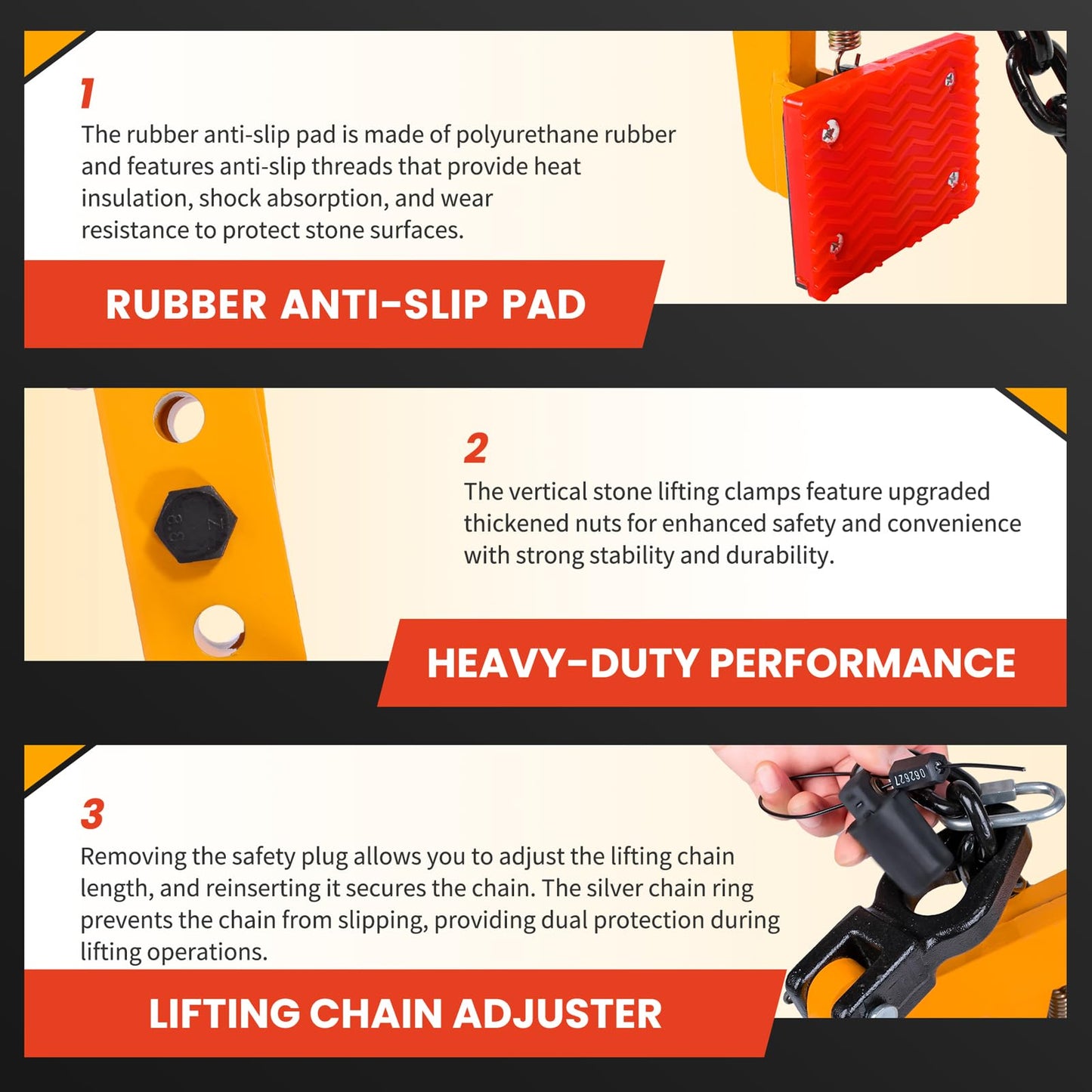 GRYVOZE 716 lbs Granite Slab Lifting Clamp, Adjustable Range: 4.7"-14", Heavy Duty Stone Scissor Lifter Clamp for Carrying and Vertical Transport of Marble, Concrete Blocks, Slate Sheets, Curb Stones