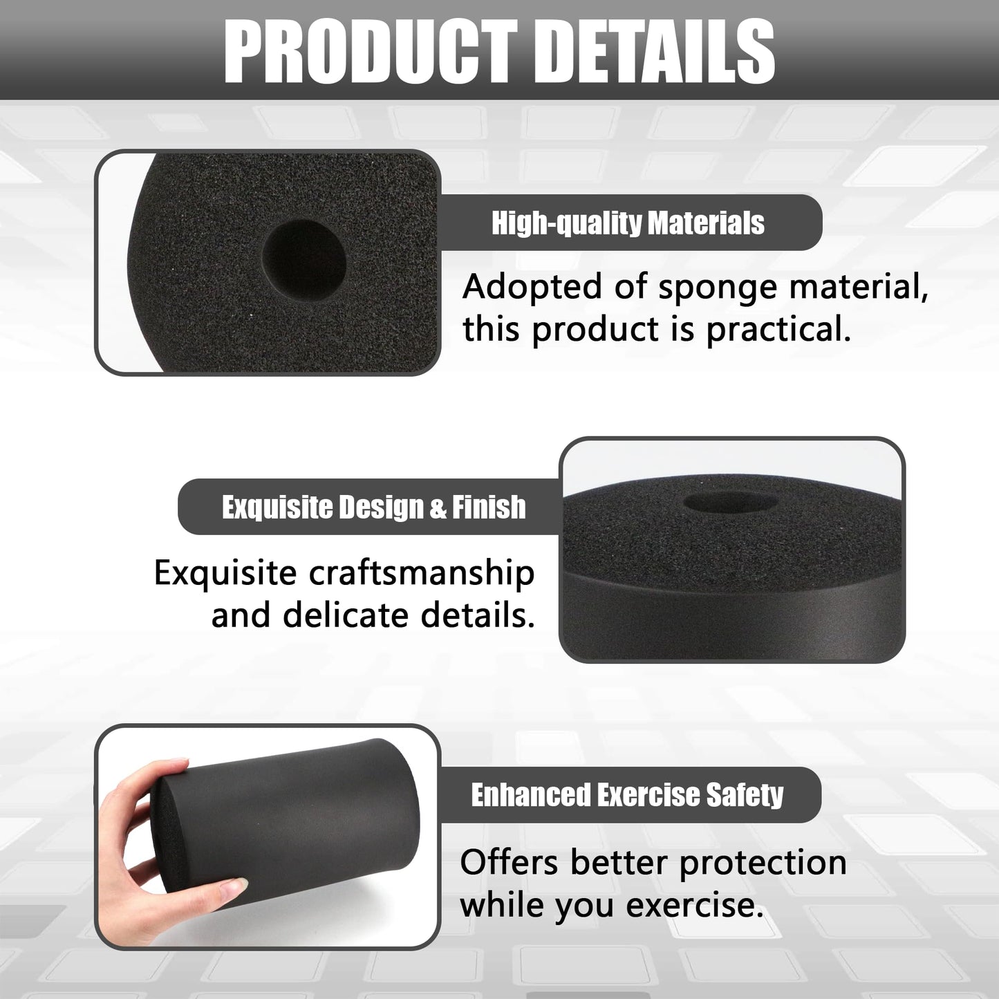 2Pcs Leg Extension Pad Replacement 7 Inch Foot Foam Roller for Weight Bench, PEC Deck, PU High Density Sponge Cover for Home Gym Workout Legs Training Accessories Used for Inversion Table Sit Ups Tube
