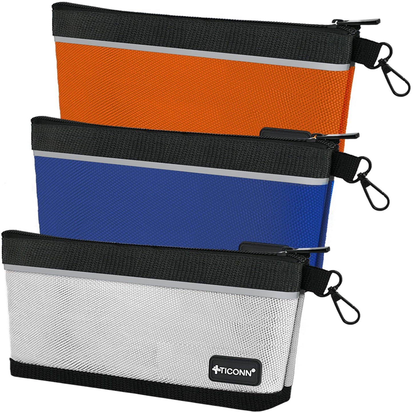 TICONN Tool Pouches with Zipper, 1680D Oxford Small Tool Bags, Waterproof Utility Bag Zipper Pouch for Tool Organizers and Storage (3 Pack Small)