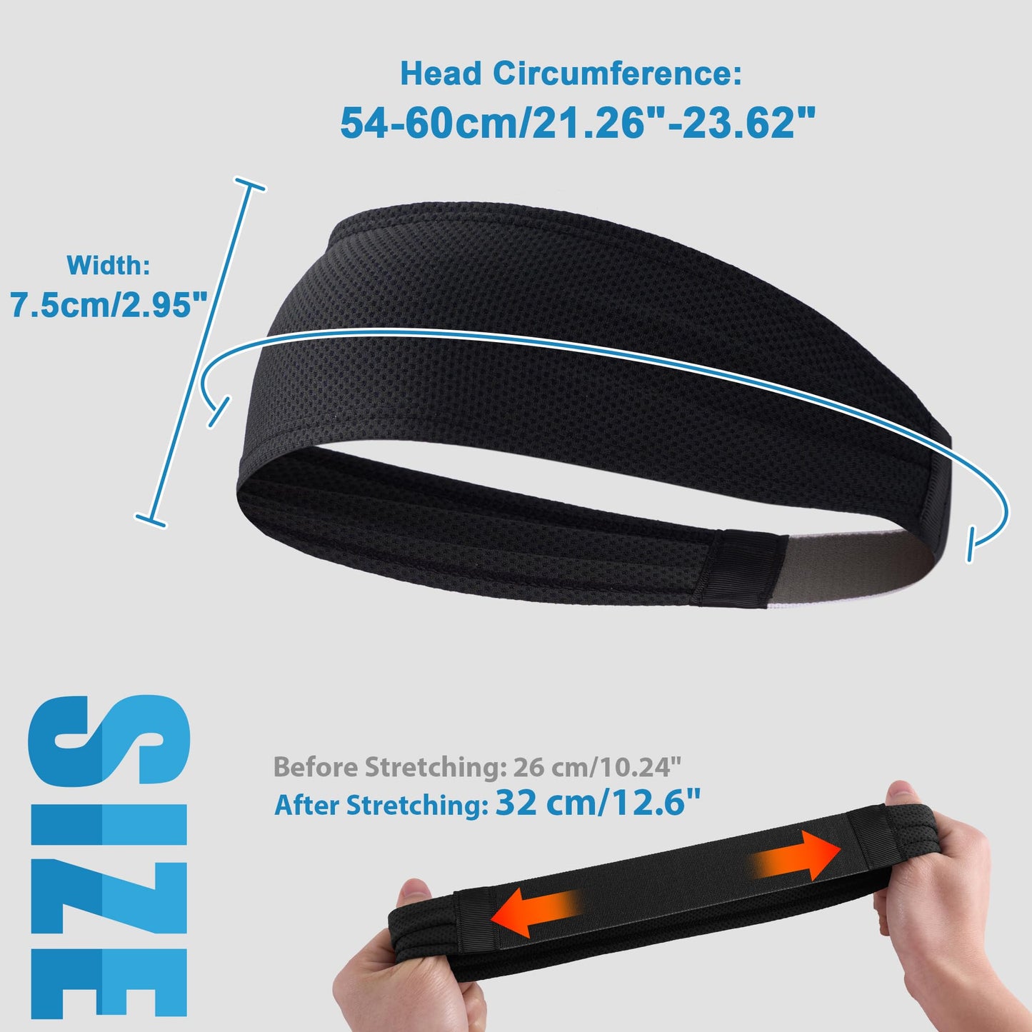Sukeen Cooling Sports Headbands for Men 4 Pack: Instant Cooling Moisture Wicking Sweatbands Non-Slip, Quick-Dry Elastic Mens Headband for Gym, Running, Cycling, Training & Workout, Black